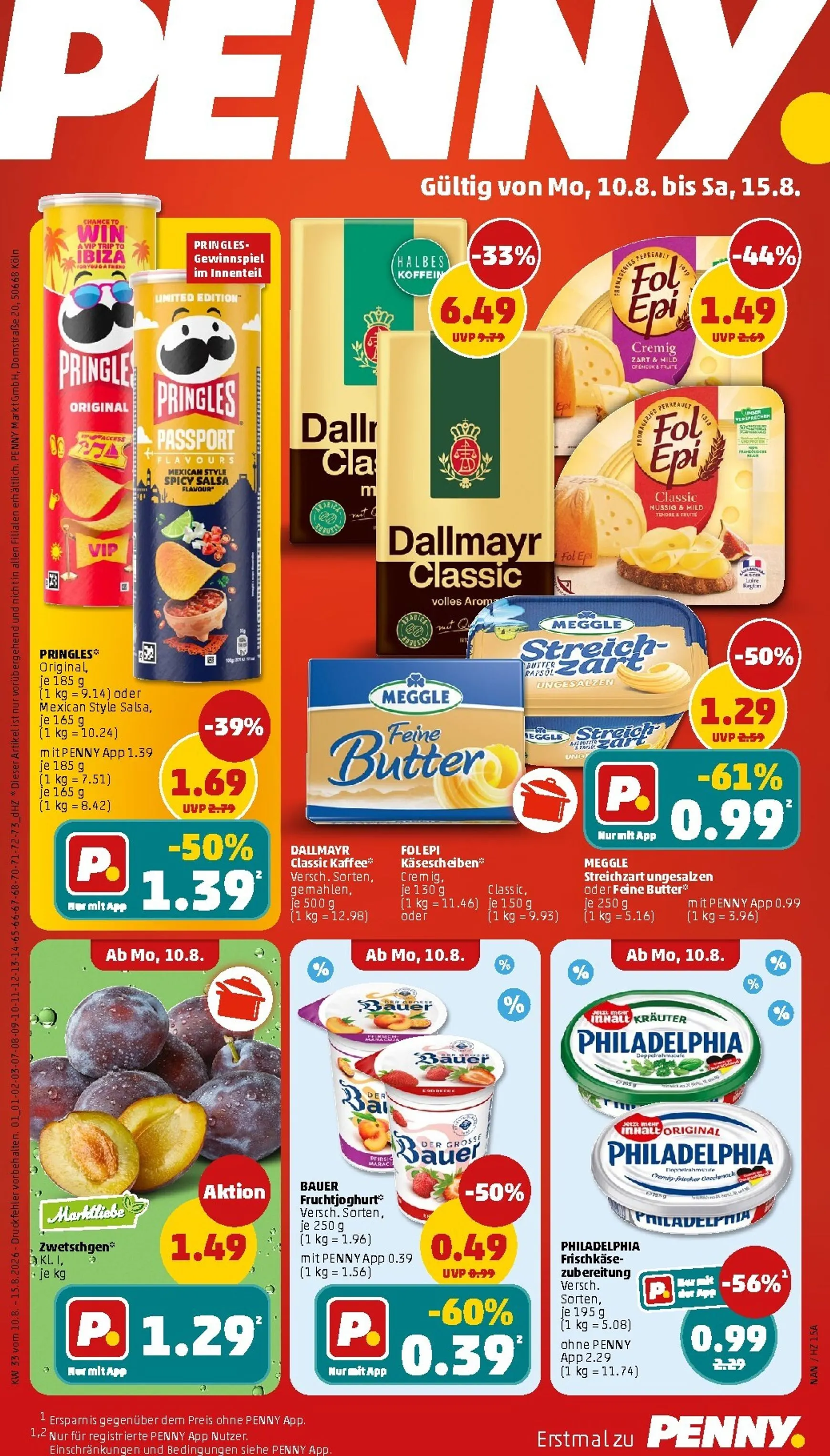 PENNY Prospekt nächste Woche – von Montag 10.08.2026 bis Samstag 15.08.2026 von 10. August bis 15. August 2026 - Prospekt seite 1