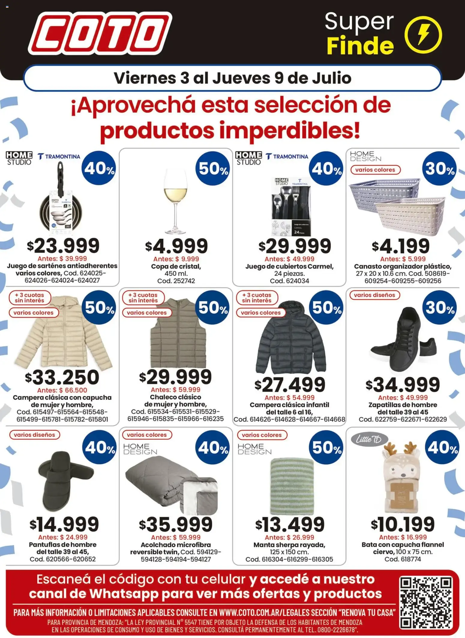 Ofertas de COTO Super Finde: Productos imperdibles 3 de julio al 9 de julio 2026 - Página 1 del catálogo