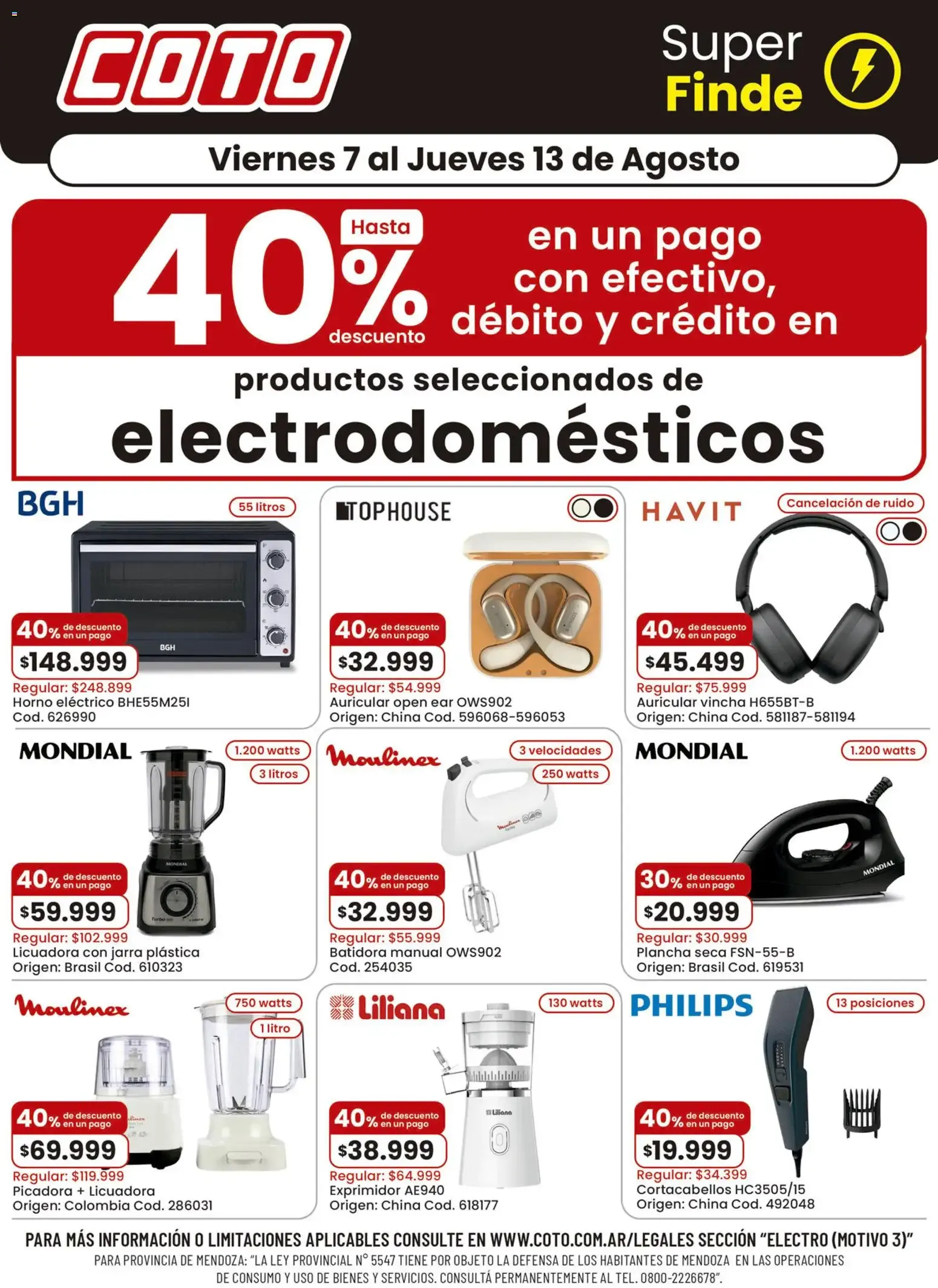 Ofertas de Coto Super Finde: Ofertas en Electrodomésticos del 7 al 13 de Agosto 7 de agosto al 13 de agosto 2026 - Página 1 del catálogo
