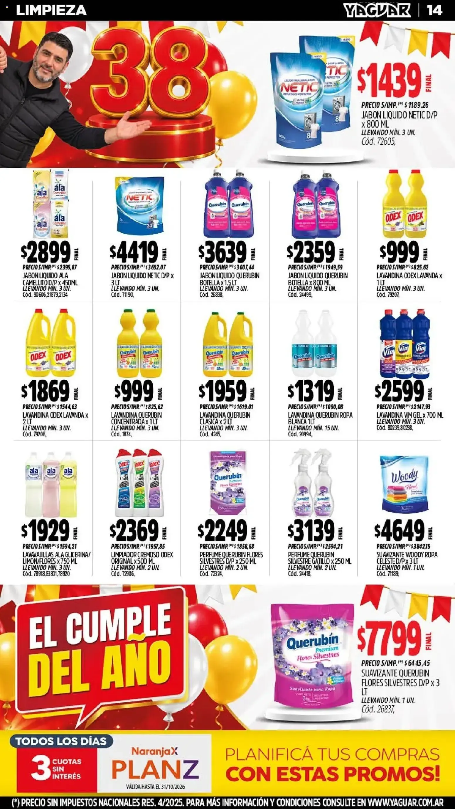 Ofertas de Mayorista Yaguar - El Cumple del Año 38 19 de octubre al 24 de octubre 2026 - Página 16 del catálogo