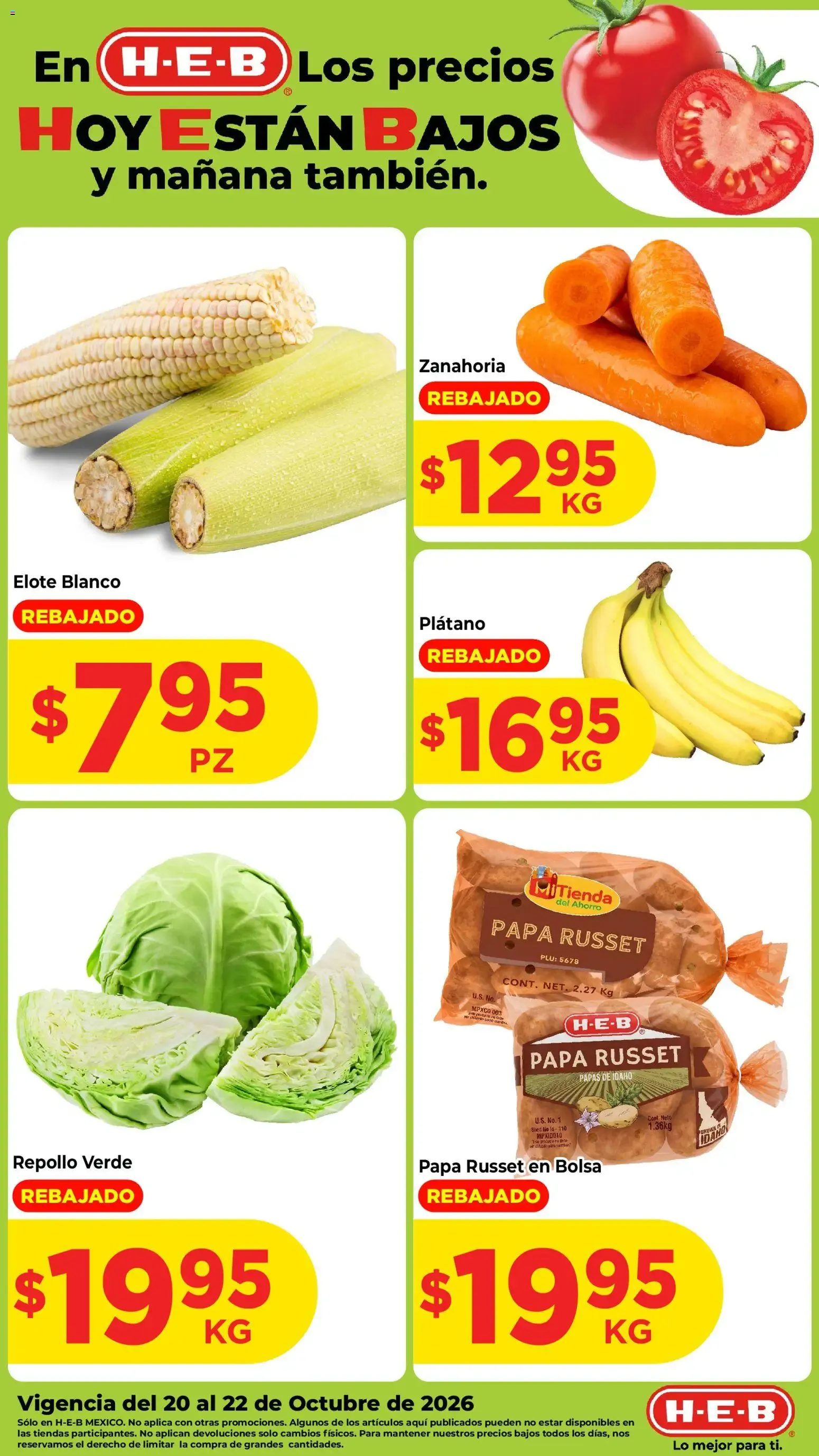Catálogo de En H-E-B Los precios HOY ESTÁN BAJOS y mañana también. 20 de octubre al 22 de octubre 2026 - Pagina 1