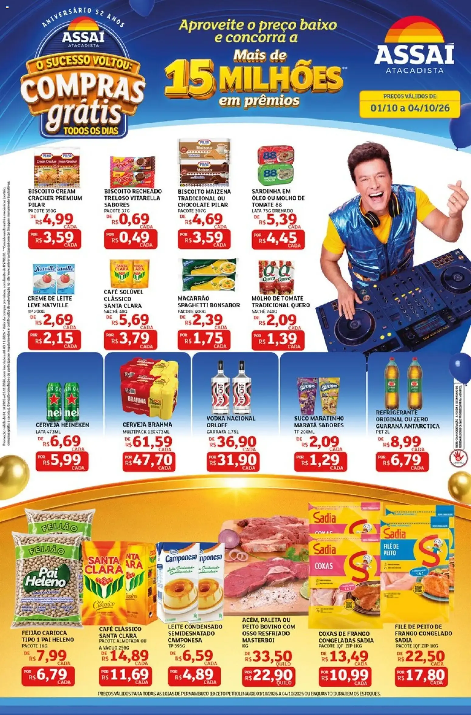 Encarte de Assaí Atacadista Aniversário 52 Anos: Compras Grátis y 15 Millones en Premios 1 de outubro até 4 de outubro 2026 - Pagina 1