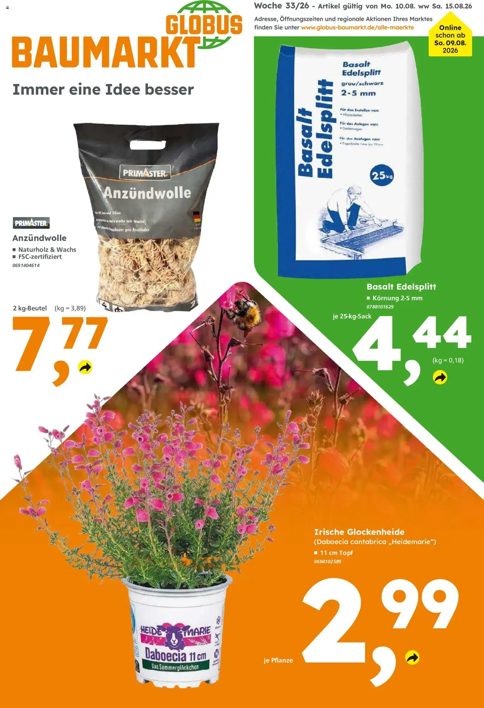 Globus Baumarkt Prospekt Oranienburg-Germendorf (ab 10.08.2026) zum Blättern