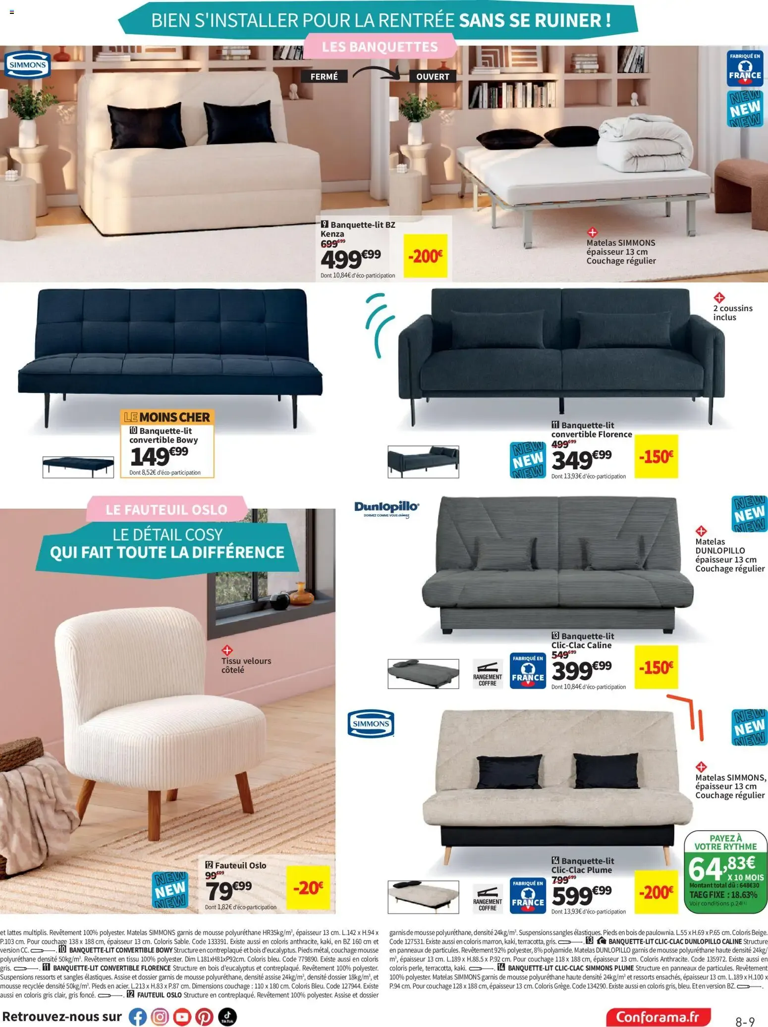 Conforama Rentrée à prix cassés à partir du 04/08/2026 - promo en ligne du 4 août au 24 août 2026 - Catalogue page 9