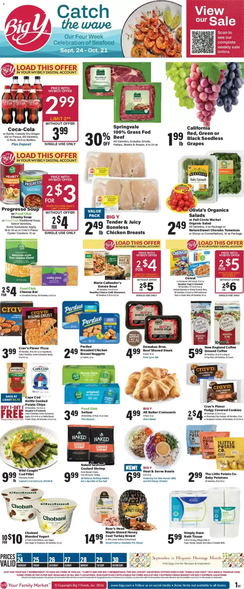 Weekly ad Big Y Catch the Wave: Our Four Week Celebration of Seafood from September 24 to October 21 2026 - Page 1