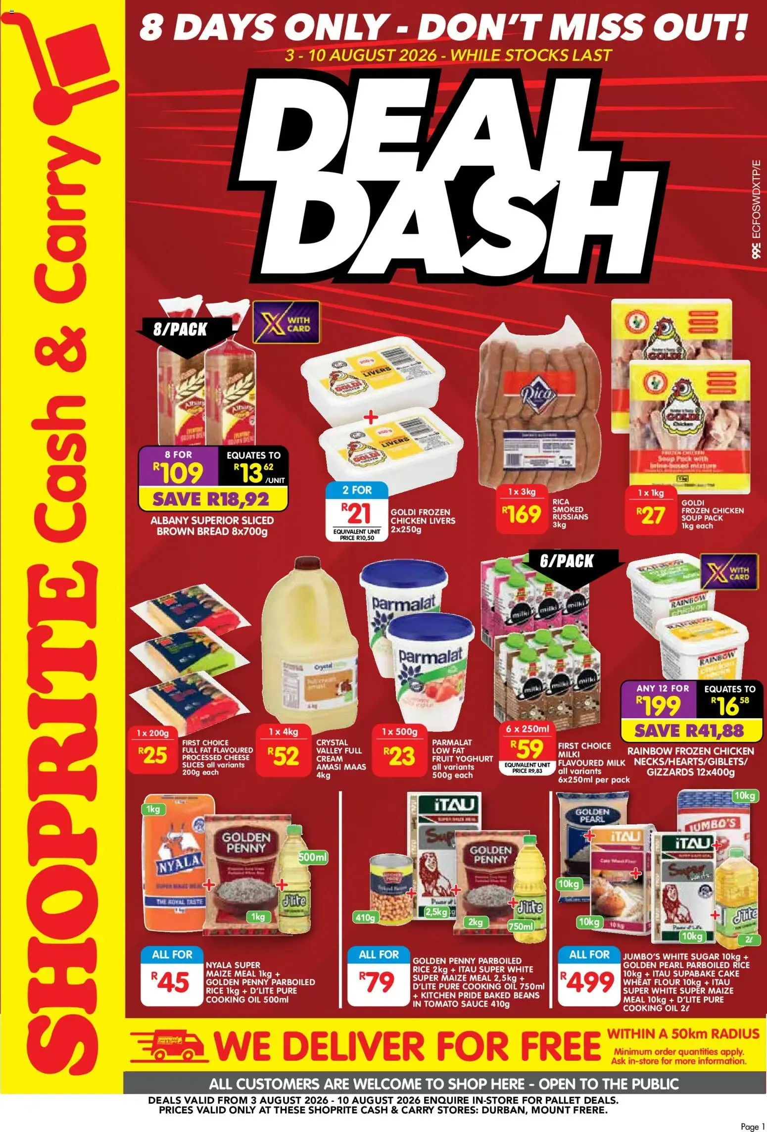 Shoprite - Cash & Carry Deal Dash Durban & Mount Frere (03/08/2026 - 10/08/2026) → Online Catalogue from 3 August to 10 August 2026 - Catalogue Page 1