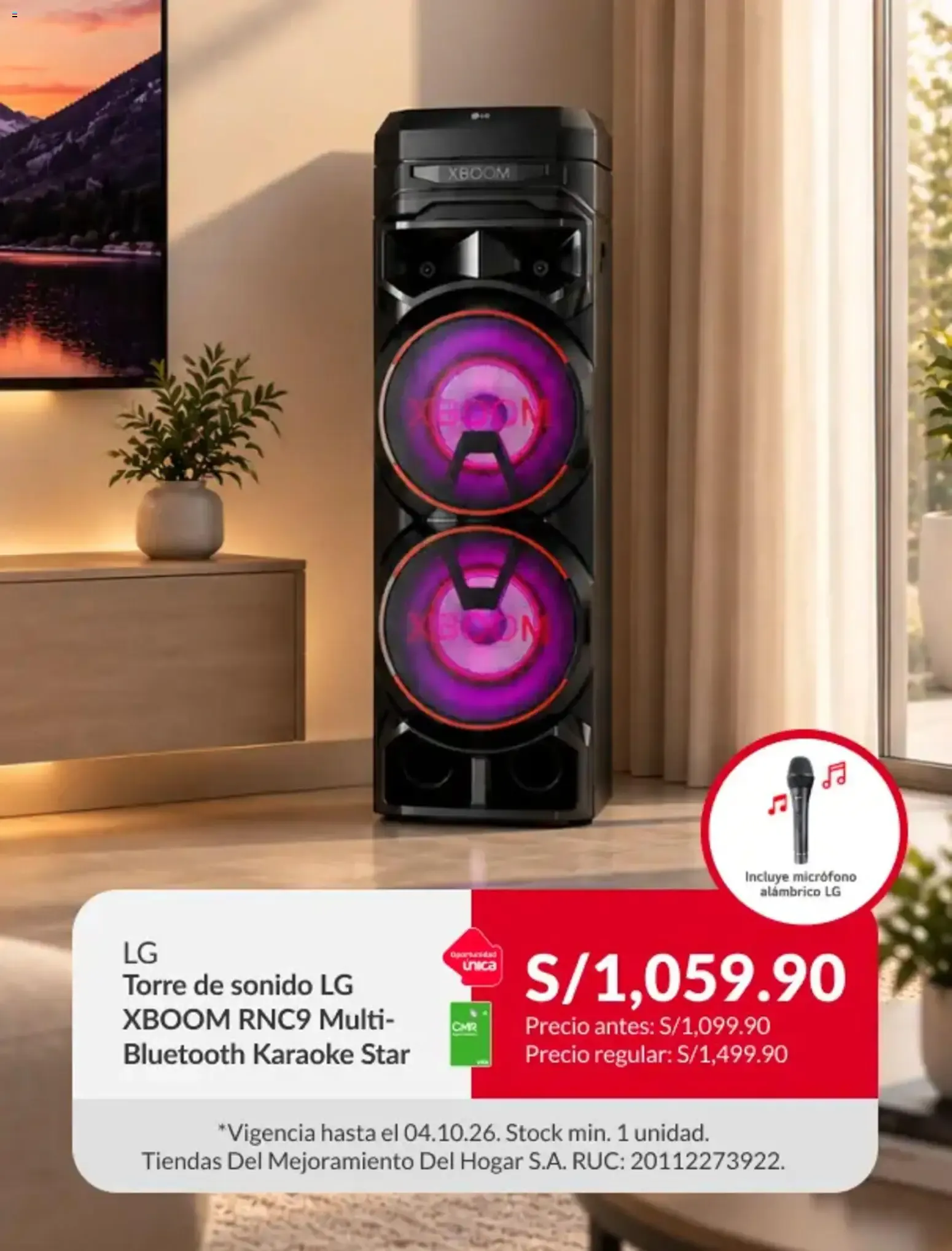 Catalogo de LG Torre de sonido LG XBOOM RNC9 Multi-Bluetooth Karaoke Star 28 de setiembre al 4 de octubre 2026 - Pag 1