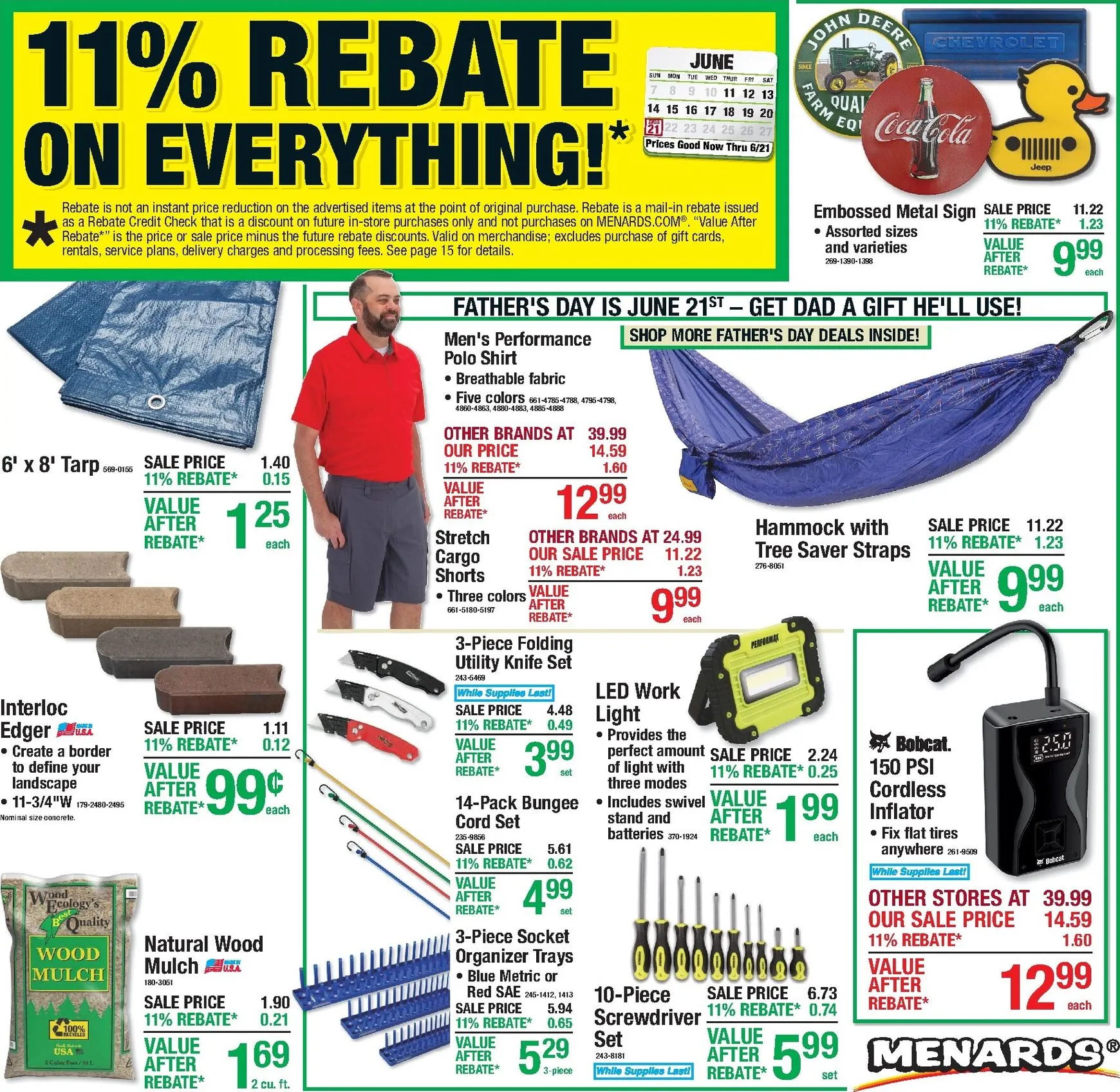 Weekly ad Current Menards - 11% Rebate Sale leaflet valid from Thursday 06/11/2026 to Sunday 06/21/2026 from June 11 to June 21 2026 - Page 1