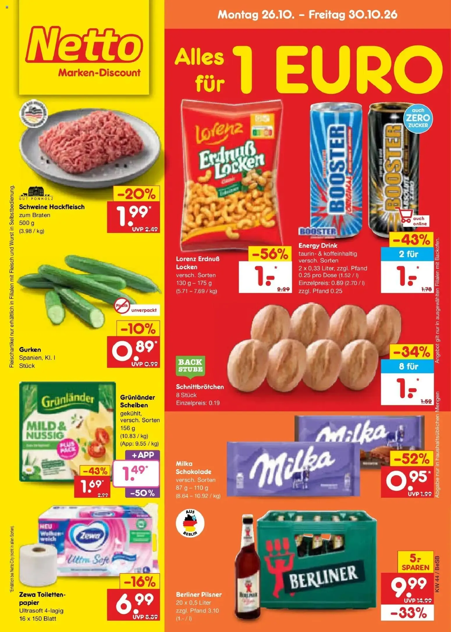 Netto Marken-Discount Prospekt Berlin-Prenzlauer Berg (ab 26.10.2026) » Angebote von 26. Oktober bis 30. Oktober 2026 - Prospekt seite 1