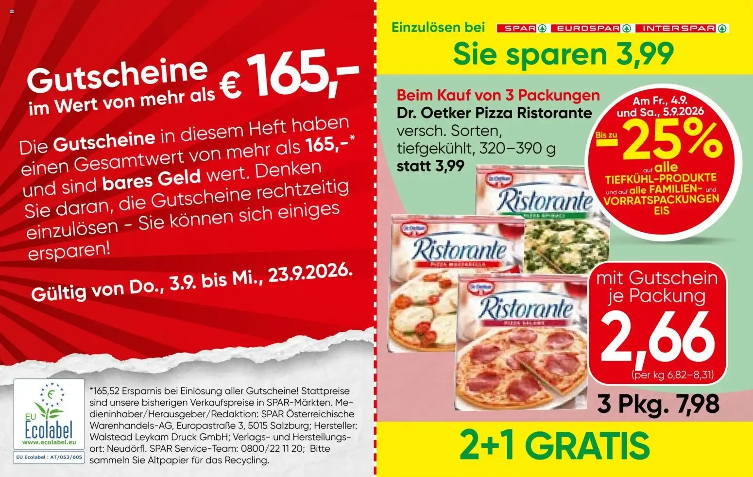 Spar Gutscheinheft (03.09.2026) - Angebote und Prospekt von 3. September bis 23. September 2026 - Flugblätt seite 2
