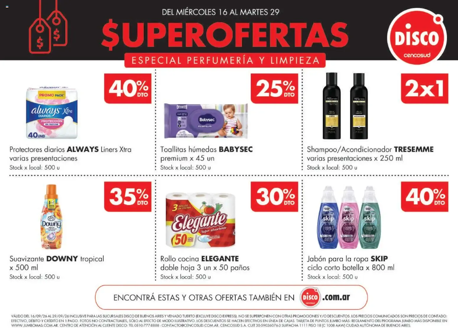 Ofertas de Disco - Especial Perfumería y Limpieza del 16/09/2026 - 29/09/2026 16 de septiembre al 29 de septiembre 2026 - Página 1 del catálogo