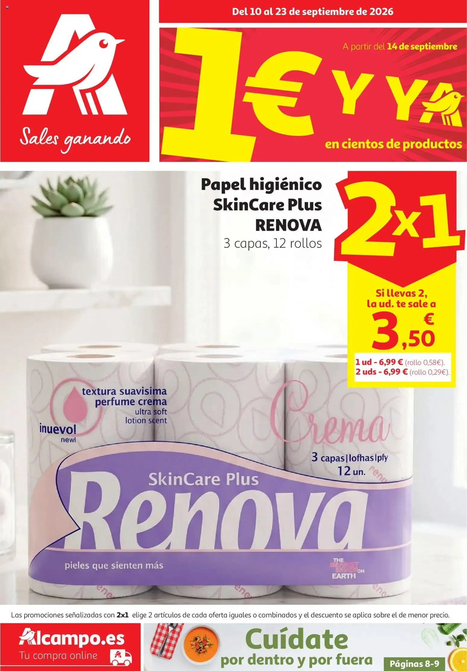 Catálogo de Alcampo: Ofertas desde 1€ y 2x1 en Renova 10 de septiembre al 23 de septiembre 2026 - Página 1