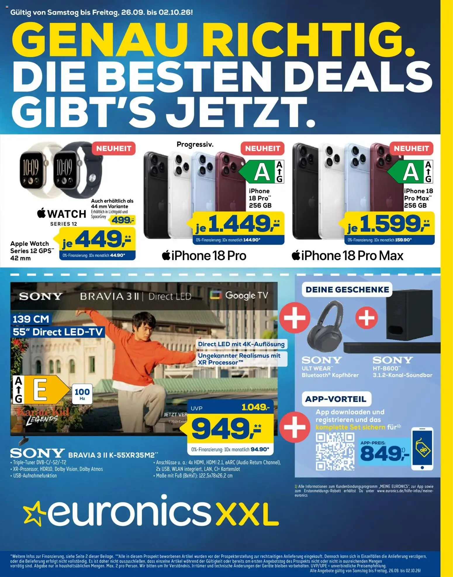 EuronicsXXL: Die besten Deals gibt's jetzt. von 26. September bis 2. Oktober 2026 - Prospekt seite 1