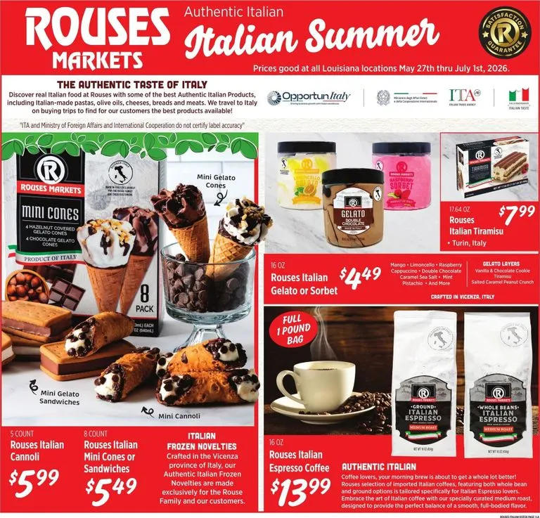 Weekly ad Current Rouses Markets - Italian Summer leaflet valid from Wednesday 05/27/2026 to Wednesday 07/01/2026 from May 27 to July 1 2026 - Page 1