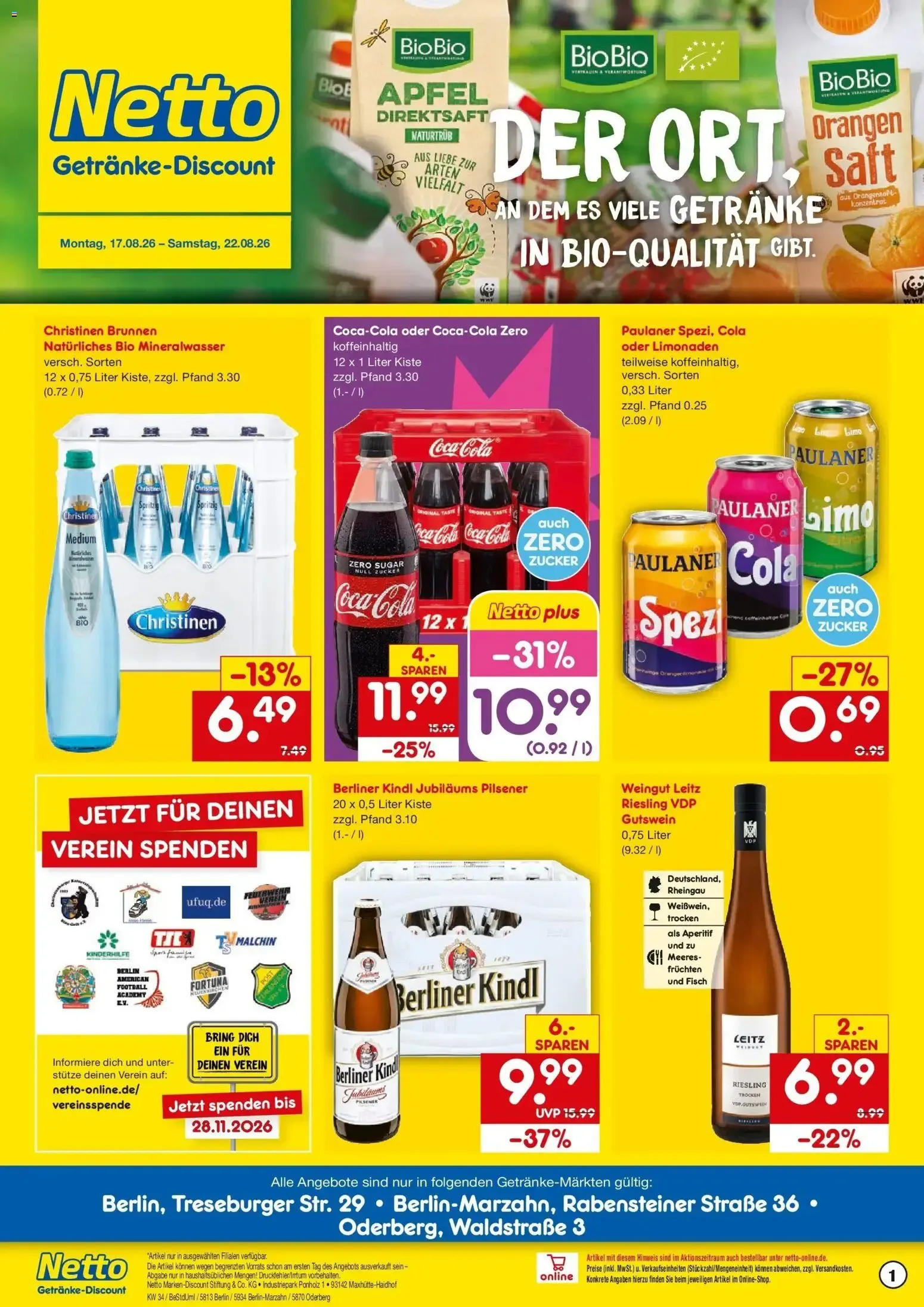 Netto Marken-Discount Prospekt Berlin (ab 17.08.2026) » Angebote von 17. August bis 22. August 2026 - Prospekt seite 1