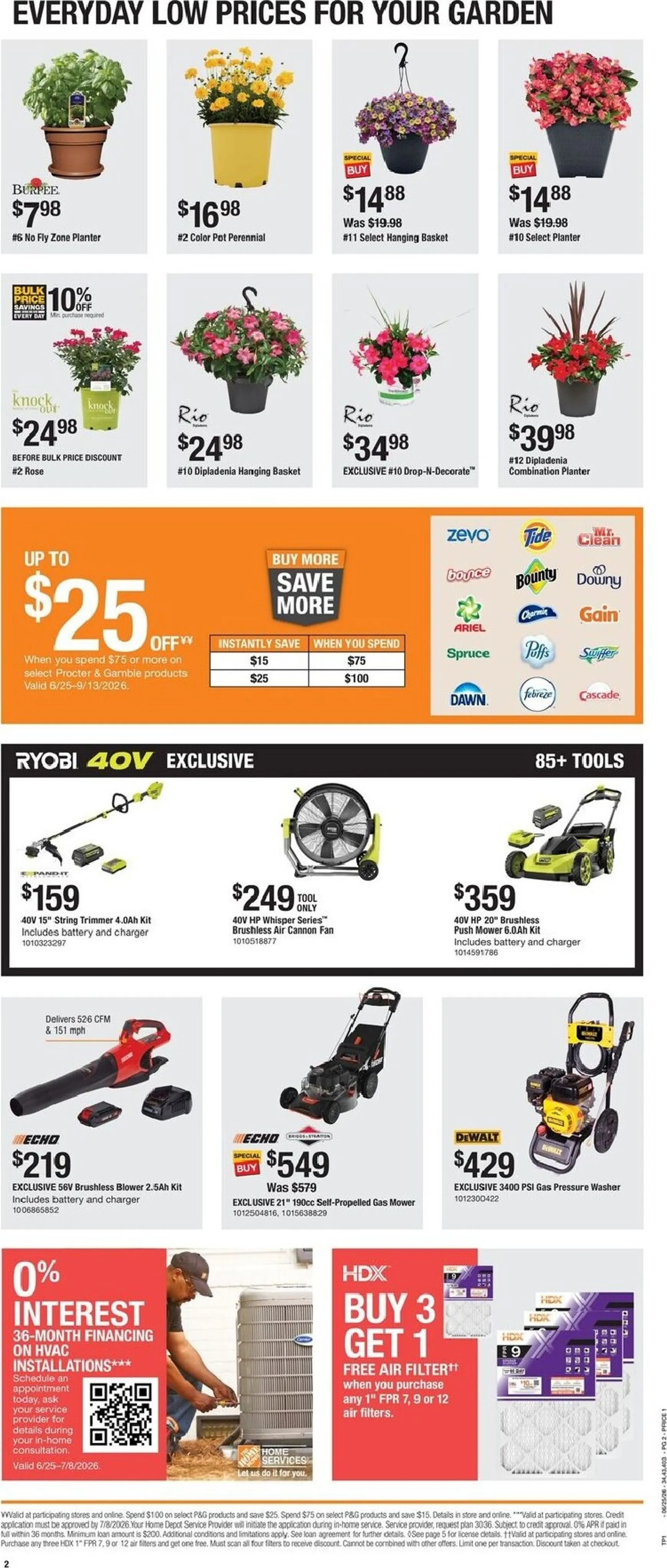 Weekly ad Current The Home Depot leaflet valid from Thursday 06/25/2026 to Wednesday 07/08/2026 from June 25 to July 8 2026 - Page 2