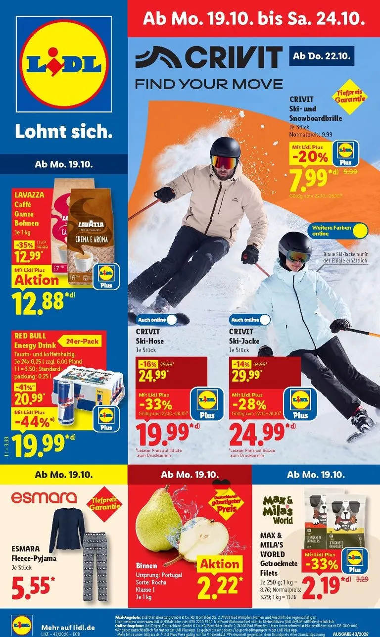 Lidl Prospekt – von Montag 19.10.2026 bis Samstag 24.10.2026 von 19. Oktober bis 24. Oktober 2026 - Prospekt seite 1