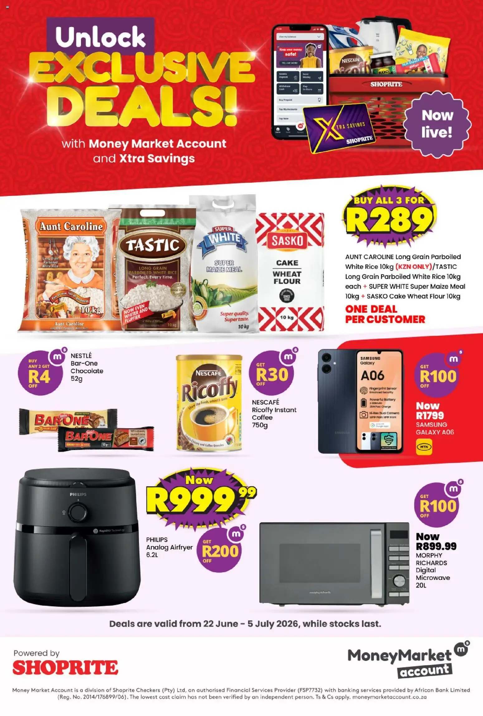 Shoprite - Money Market Exclusive Deals Xtra Savings (22/06/2026 - 05/07/2026) → Online Catalogue from 22 June to 5 July 2026 - Catalogue Page 1