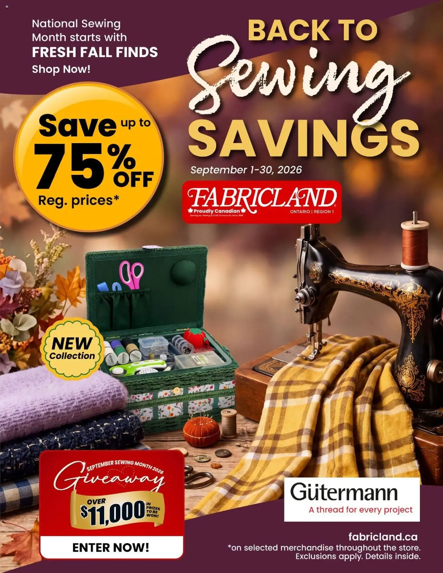 BACK TO Sewing SAVINGS from September 1 to September 30 2026 - flyer page 1