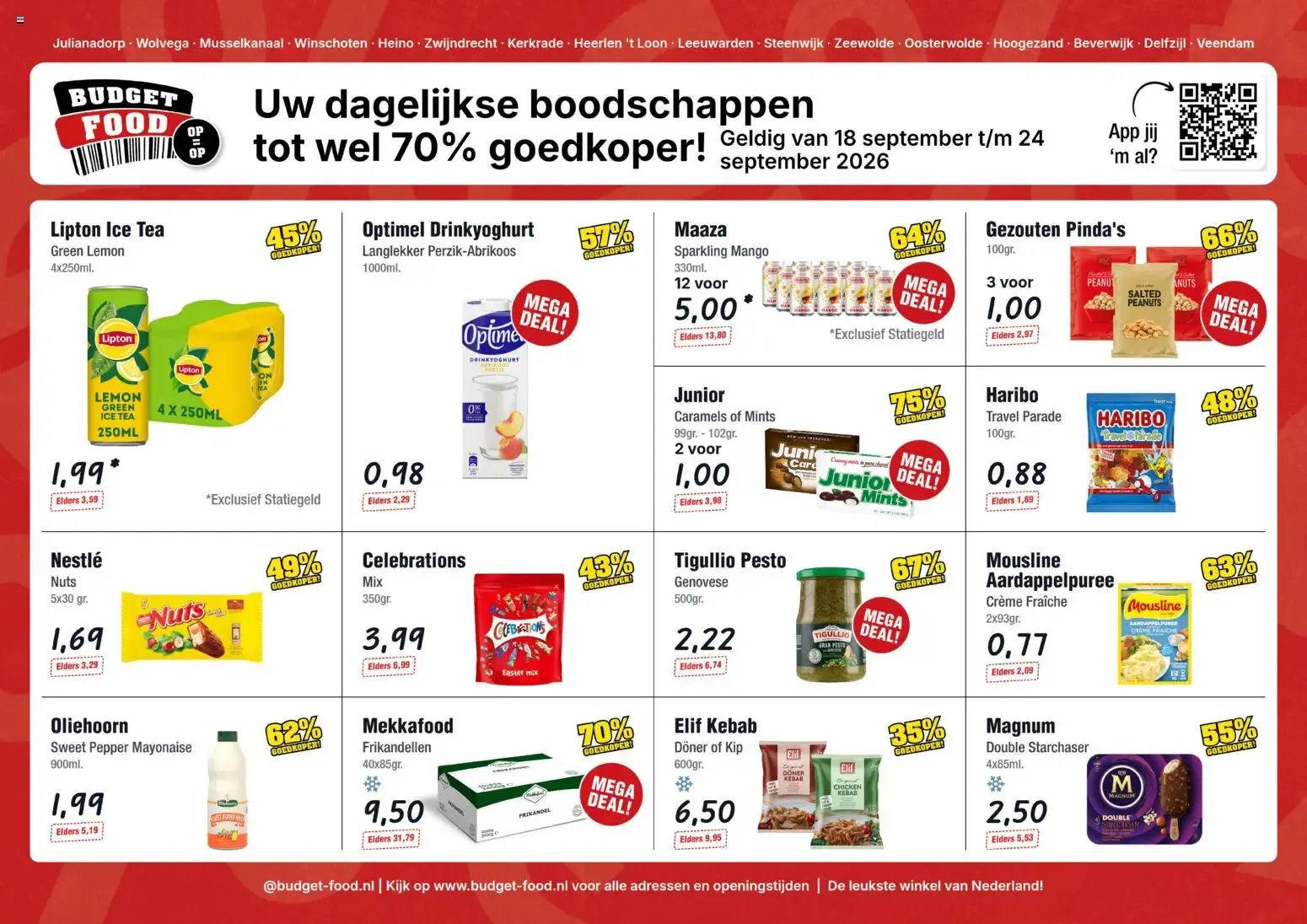 Budget Food - Uw dagelijkse boodschappen tot wel 70% goedkoper! van 18 september tot 24 september 2026 - Folder pagina 1