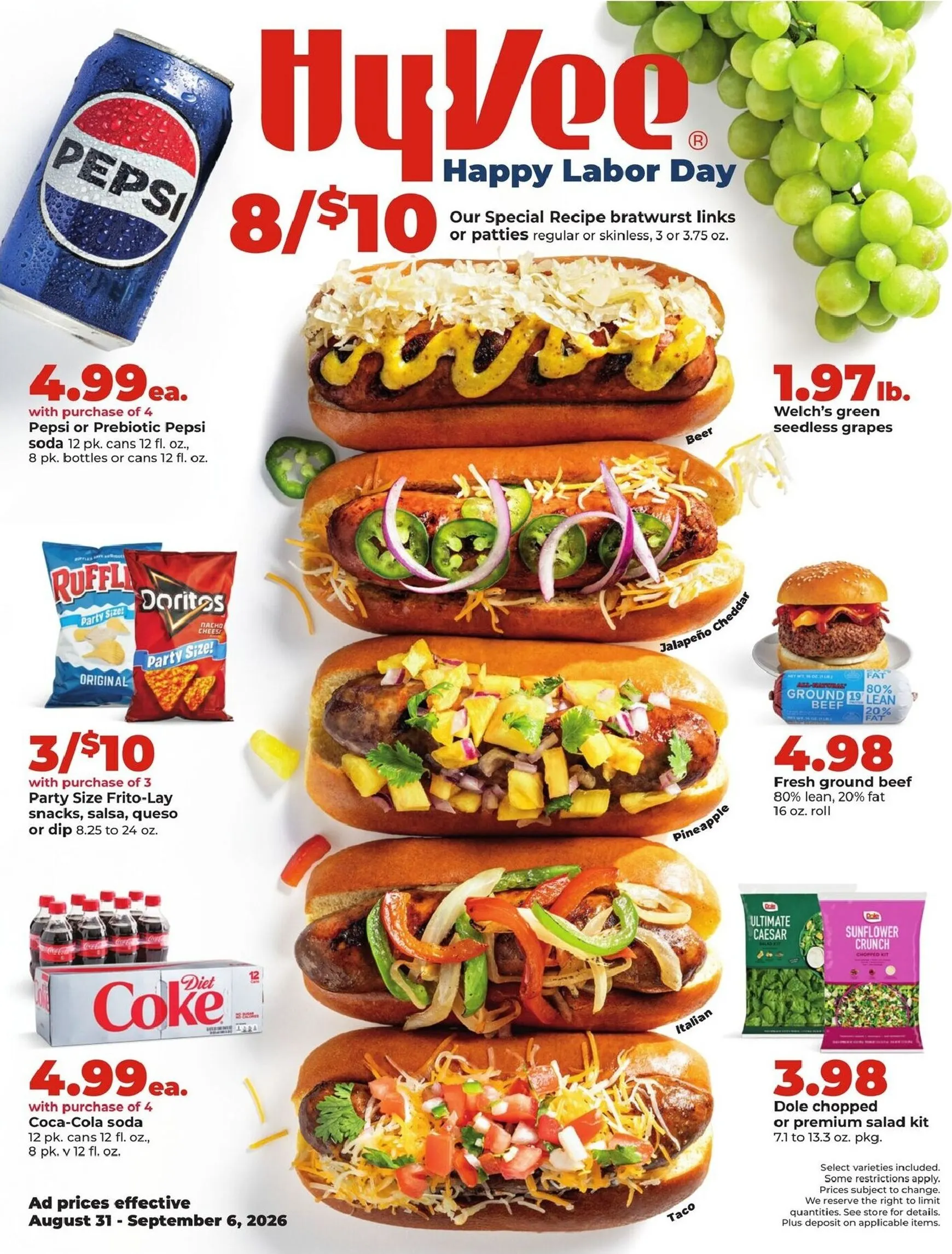 Current Hy Vee leaflet valid from Monday 08/31/2026 to Sunday 09/06/2026