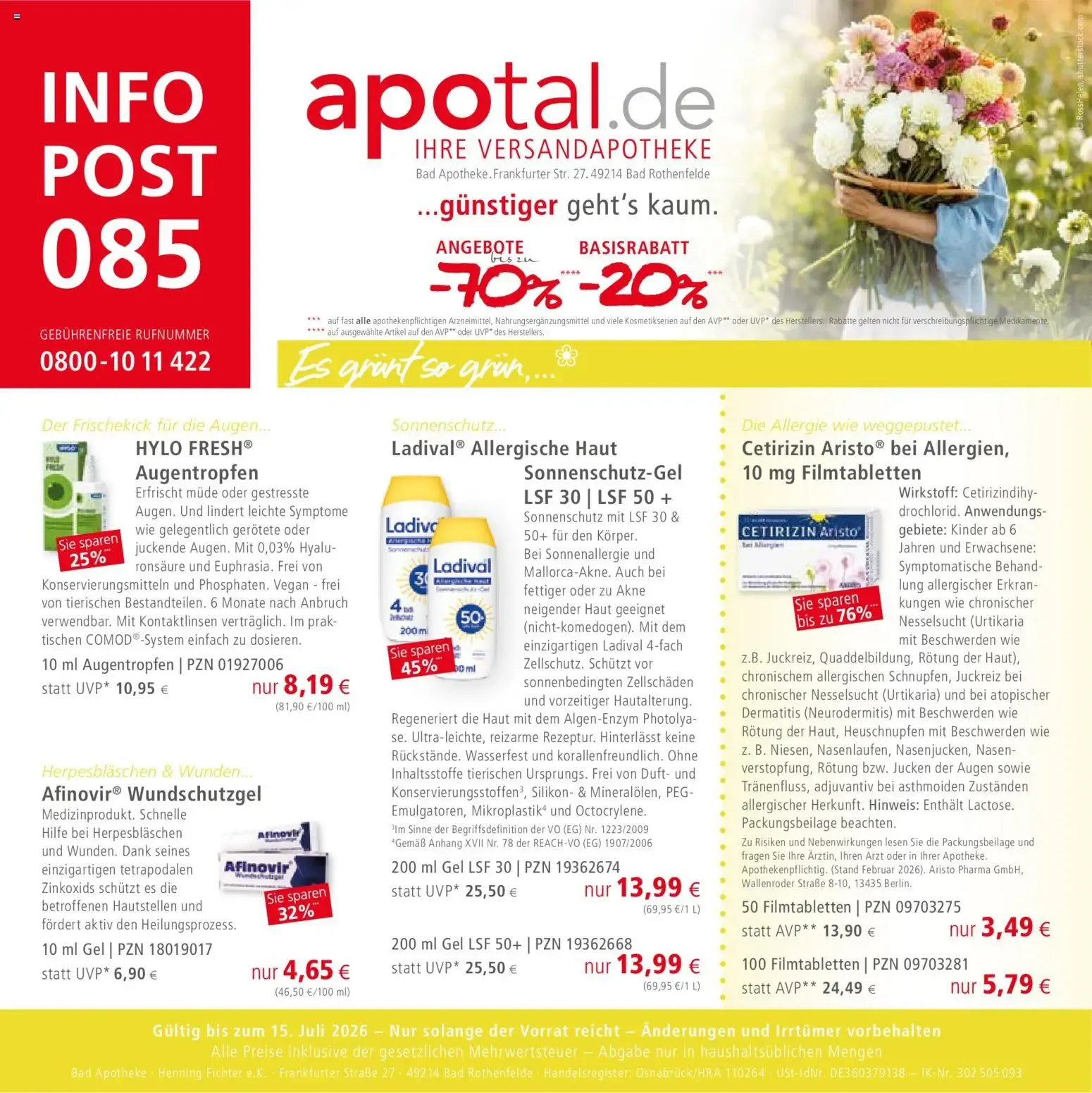Apotal.de INFO POST 085 von 5. Mai bis 15. Juli 2026 - Prospekt seite 1