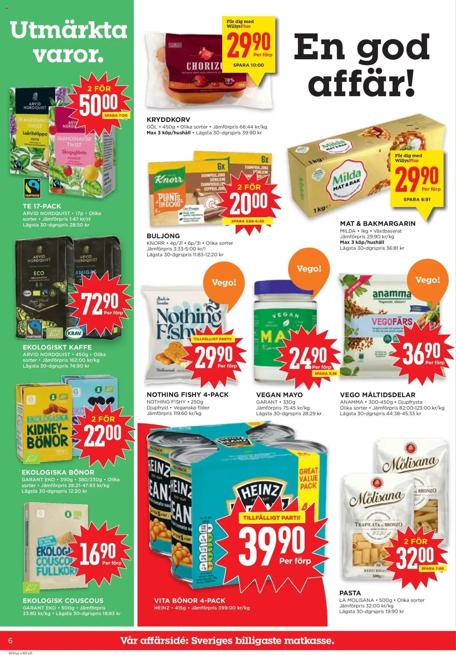 Willys: Sveriges billigaste matkasse från 28 september till 4 oktober 2026 - Reklamblad sidor 6