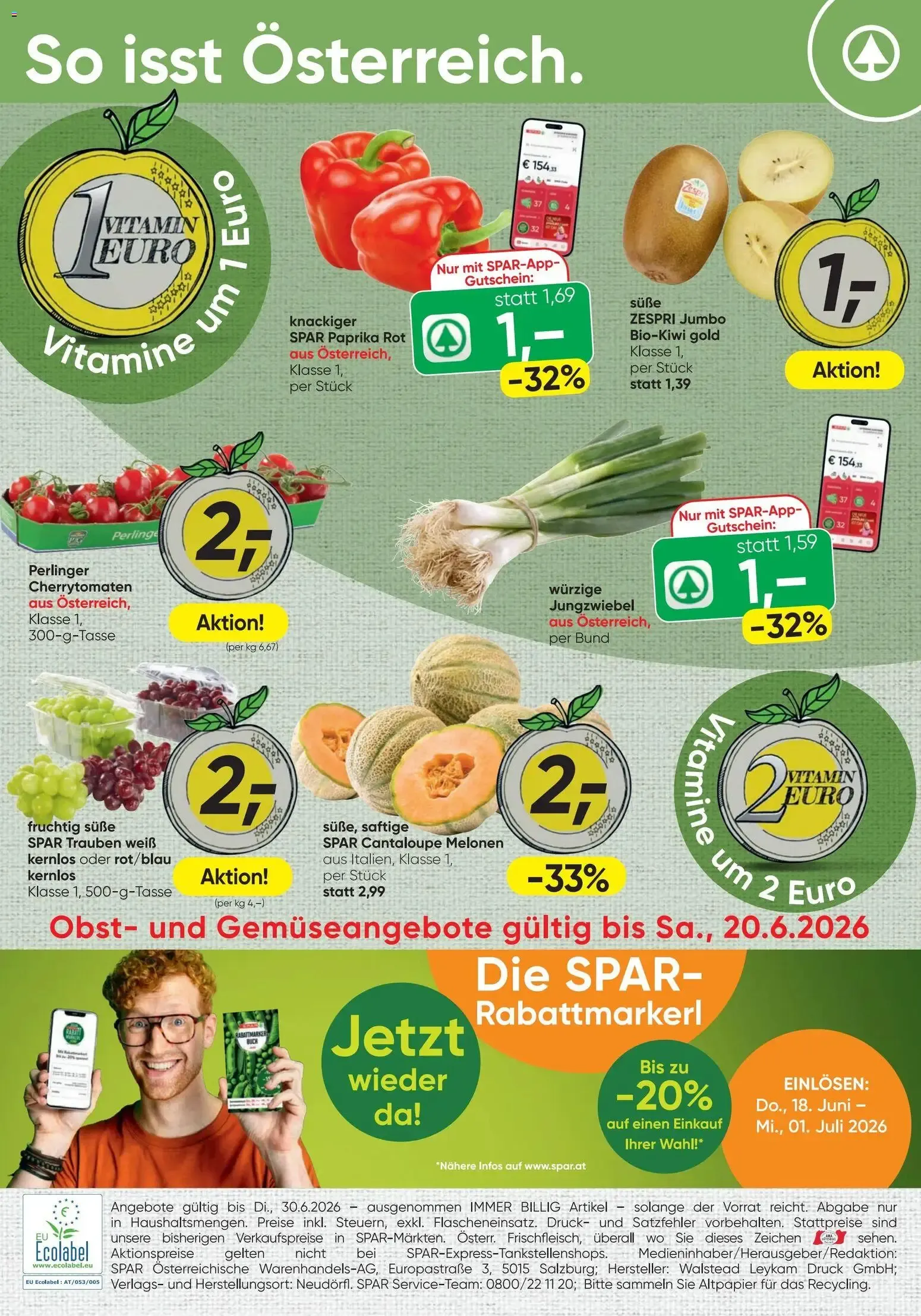 Spar - Flugblatt (18.06.2026) - Angebote und Prospekt von 18. Juni bis 30. Juni 2026 - Flugblätt seite 20