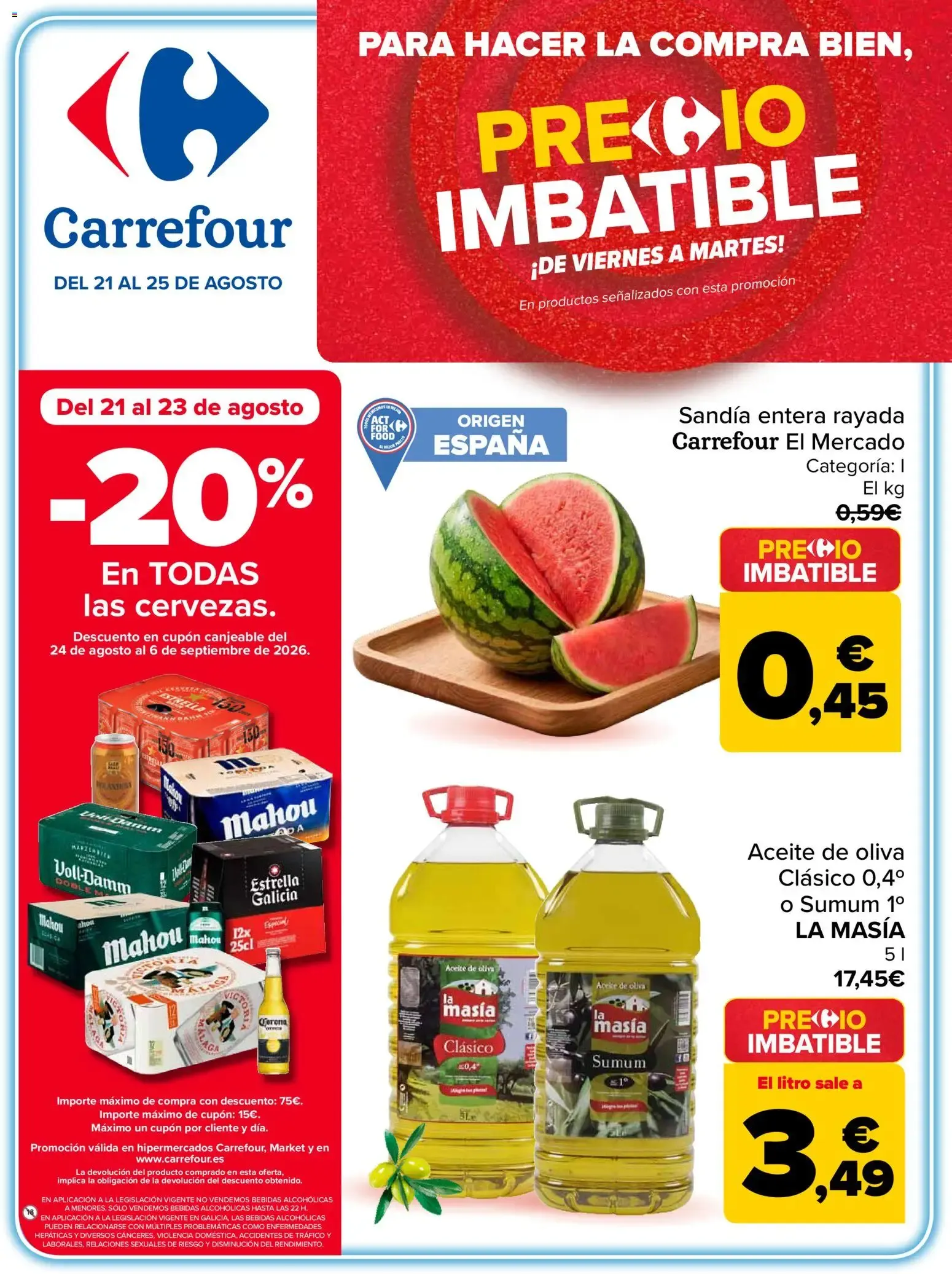 Catálogo de Carrefour Precio Imbatible del 21/08/2026 | Catálogo 21 de agosto al 25 de agosto 2026 - Página 1