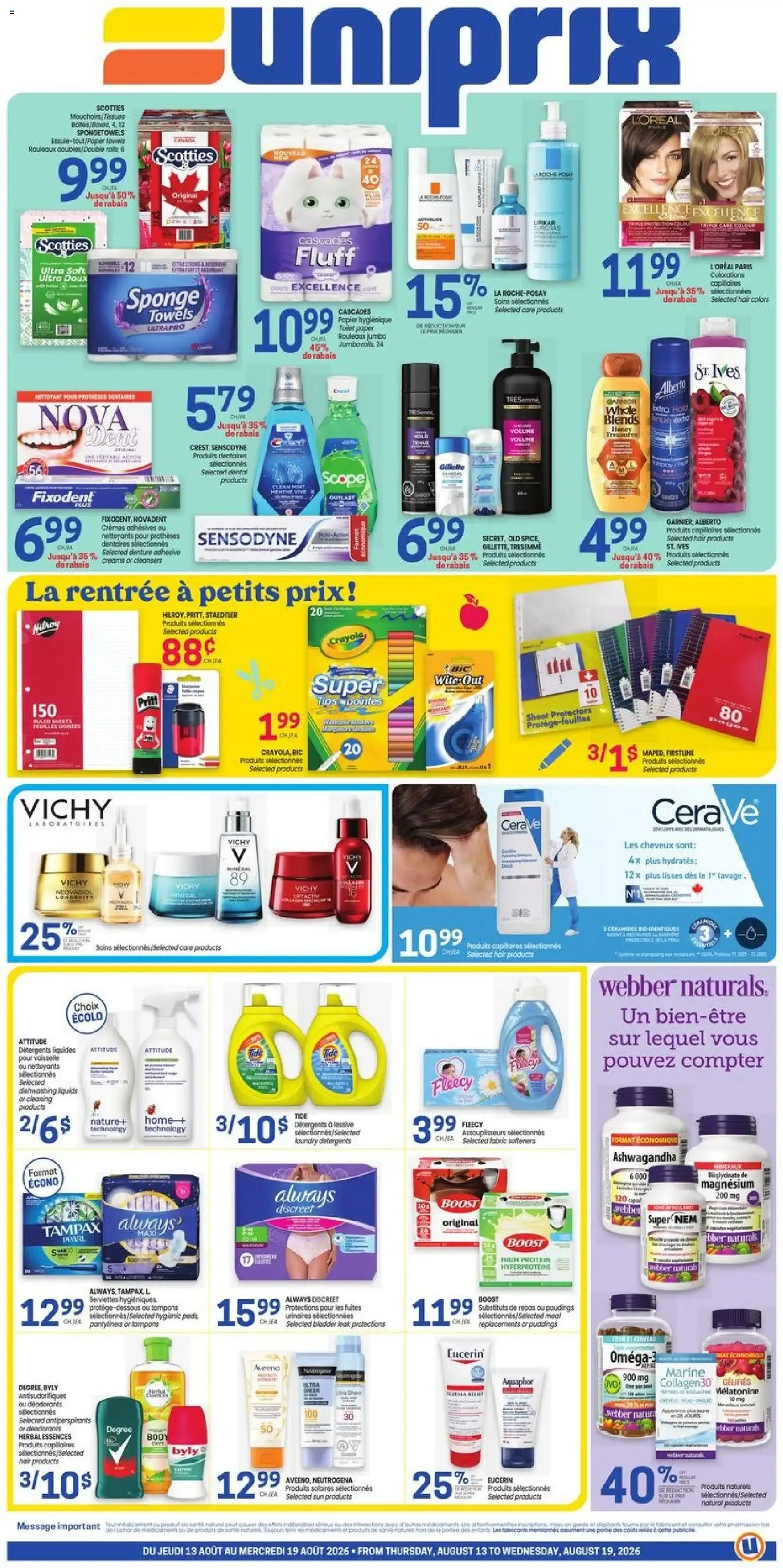 Uniprix weekly flyer / circulaire from Aug 13, 2026 > weekly specials & deals from August 13 to August 19 2026 - flyer page 1