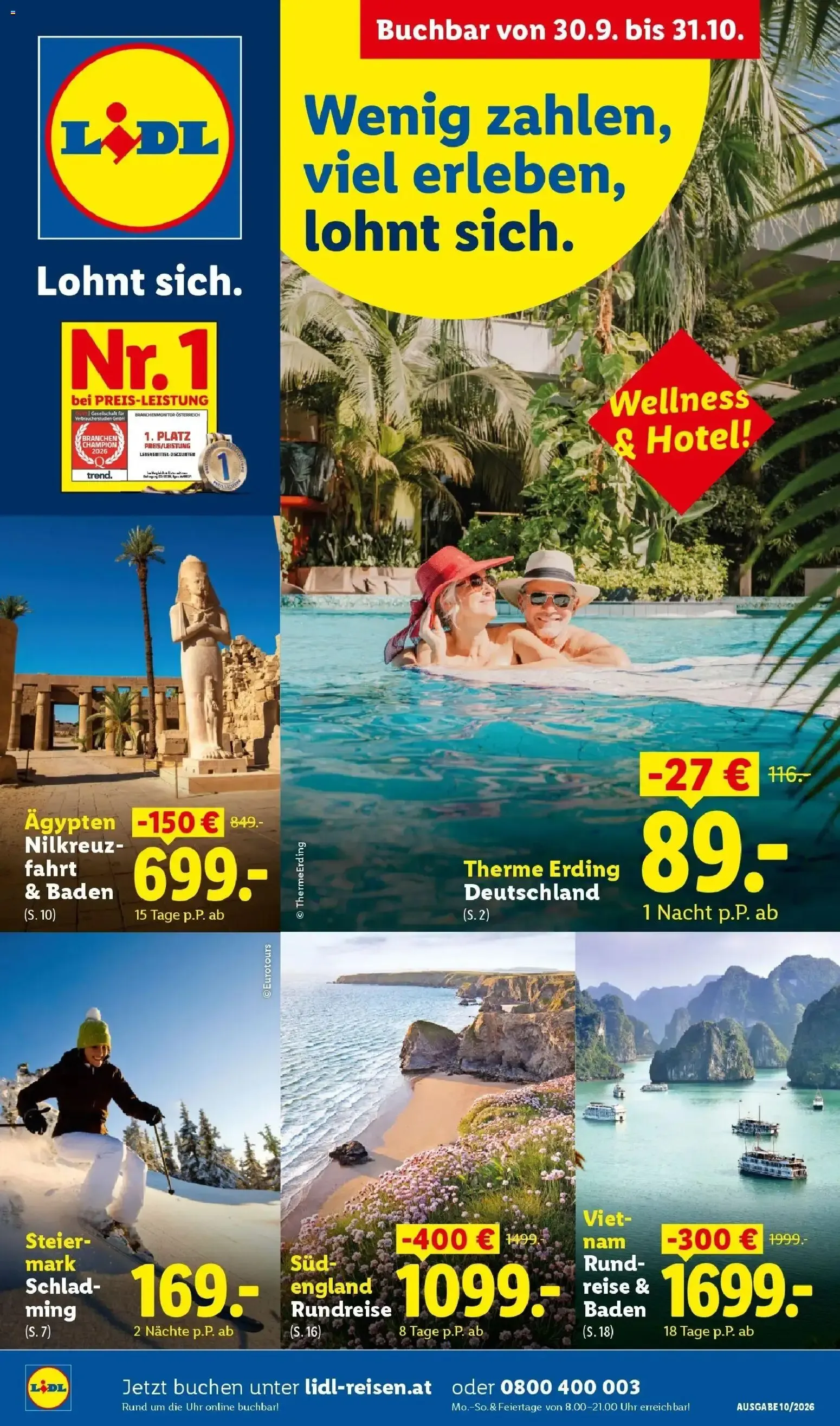 Lidl Reisen: Wenig zahlen, viel erleben von 30. September bis 31. Oktober 2026 - Flugblätt seite  1