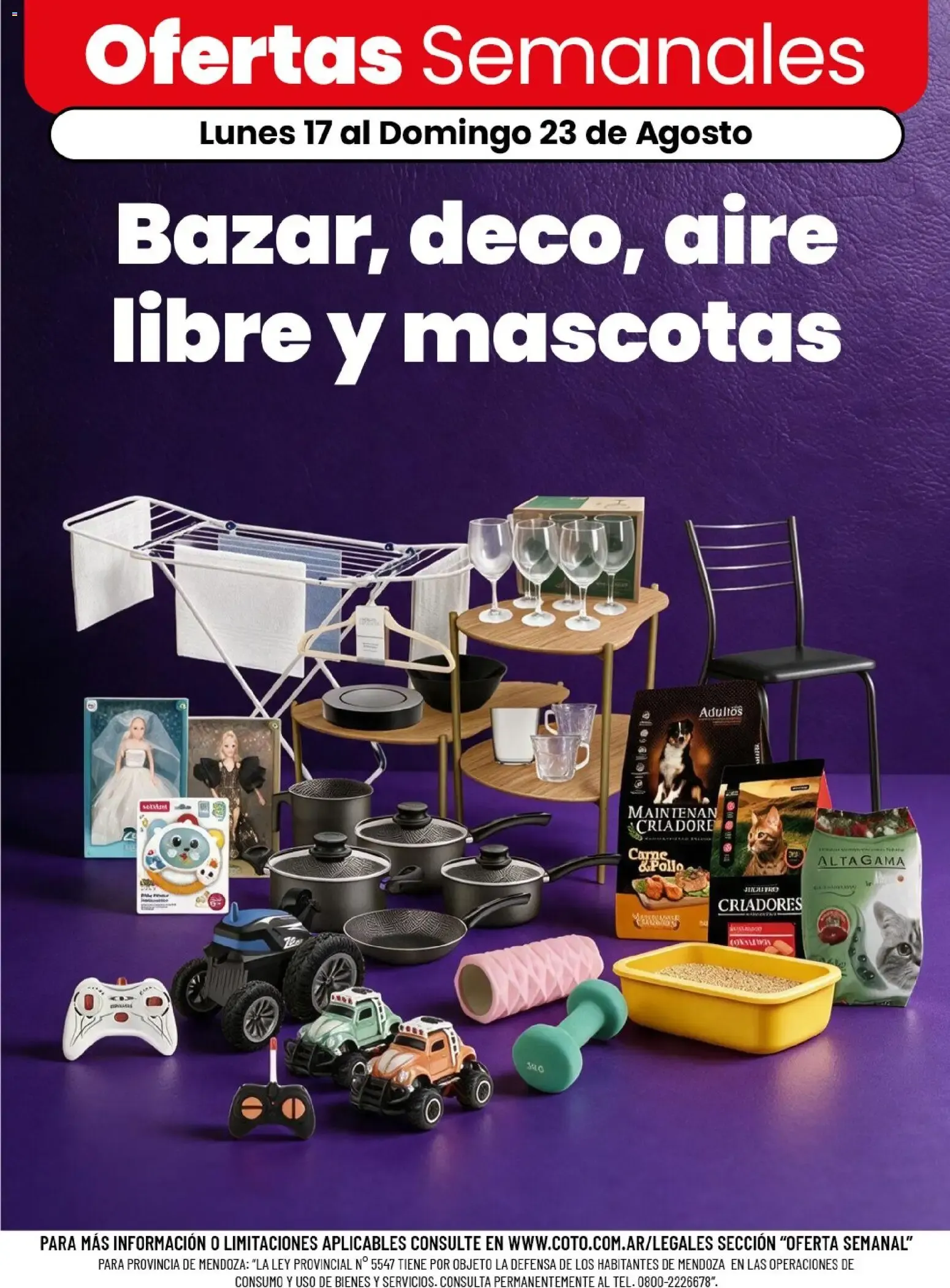 Ofertas de Coto - Bazar, deco, aire libre y mascotas || del 17/08/2026 - 23/08/2026 || Descuentos 17 de agosto al 23 de agosto 2026 - Página 1 del catálogo