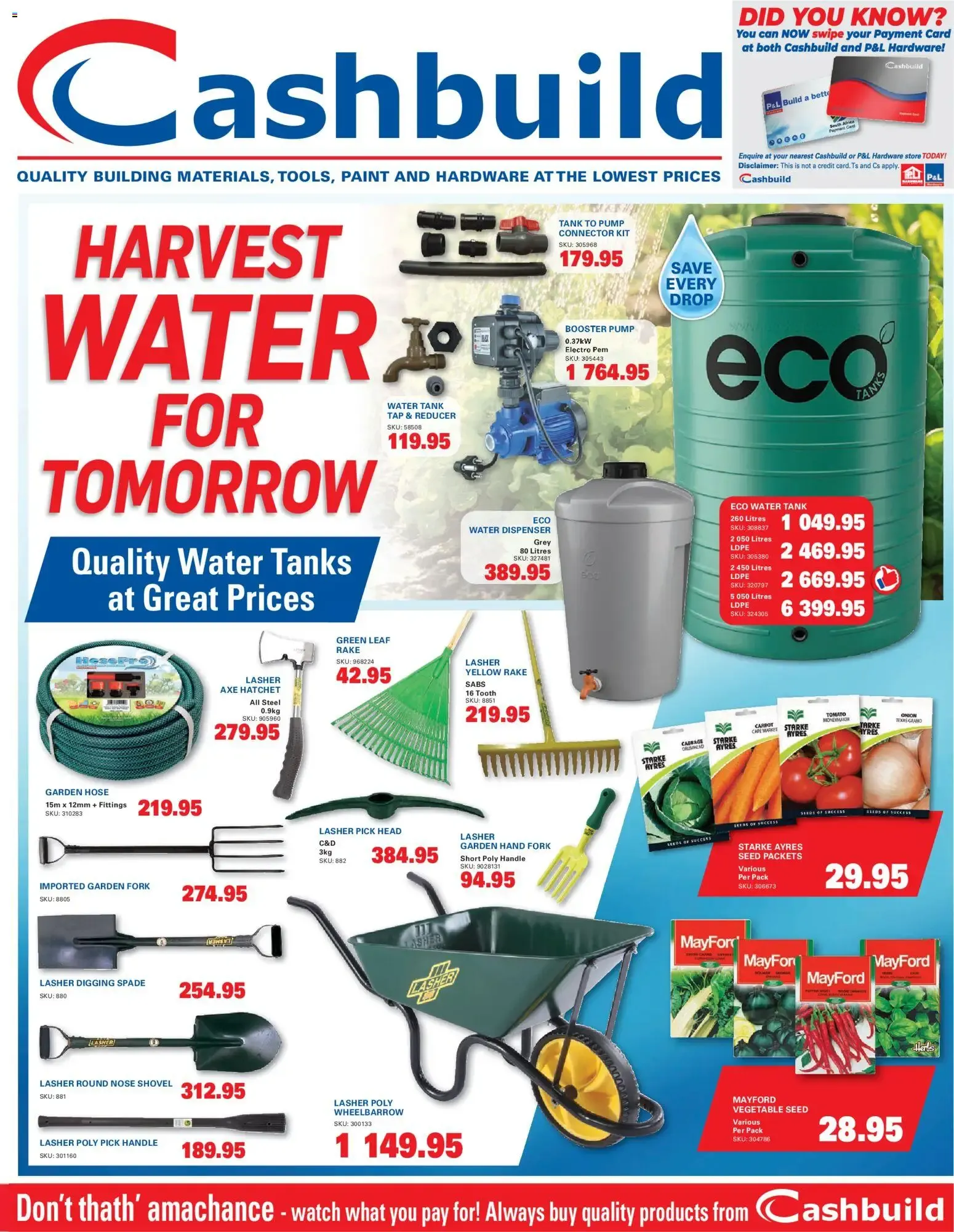 Cashbuild: Harvest Water for Tomorrow - Quality Water Tanks at Great Prices from 24 August to 20 September 2026 - Catalogue Page 1