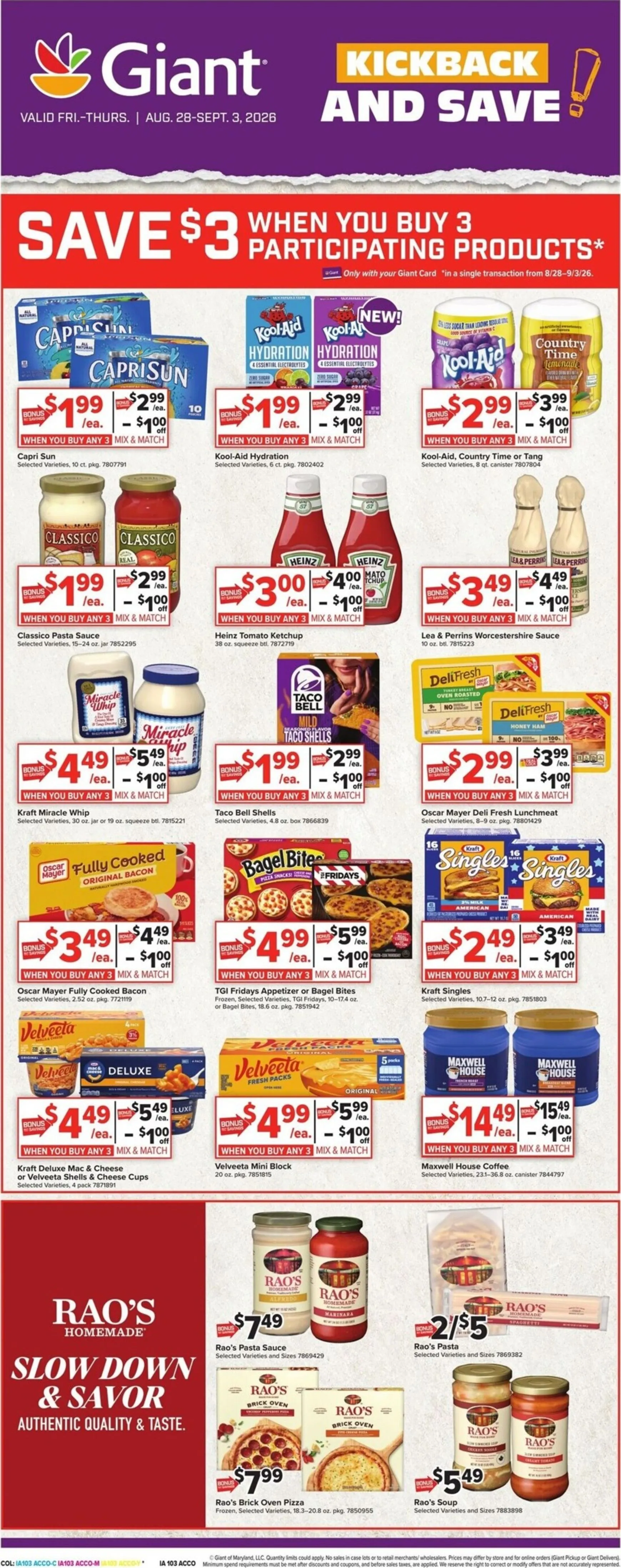 Weekly promotion Current Giant leaflet valid from Friday 08/28/2026 to Thursday 09/03/2026 spanning from August 28 to September 3 2026 - Page 9 for Catalogue 365