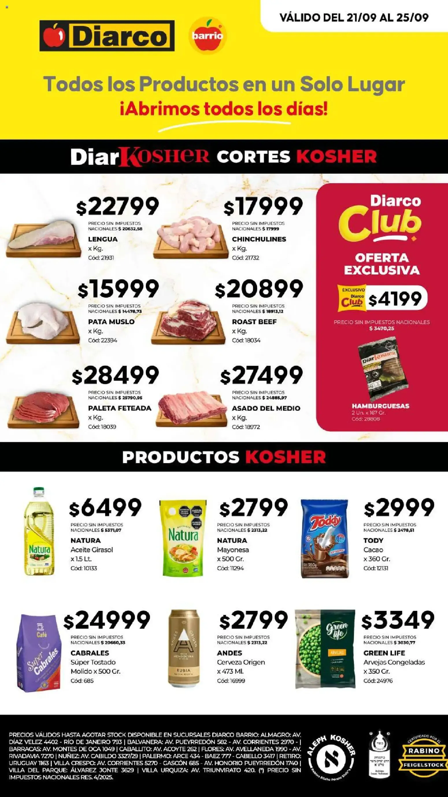 Ofertas de Diarco - Ofertas Kosher del 21/09/2026 - 25/09/2026 21 de septiembre al 25 de septiembre 2026 - Página 1 del catálogo