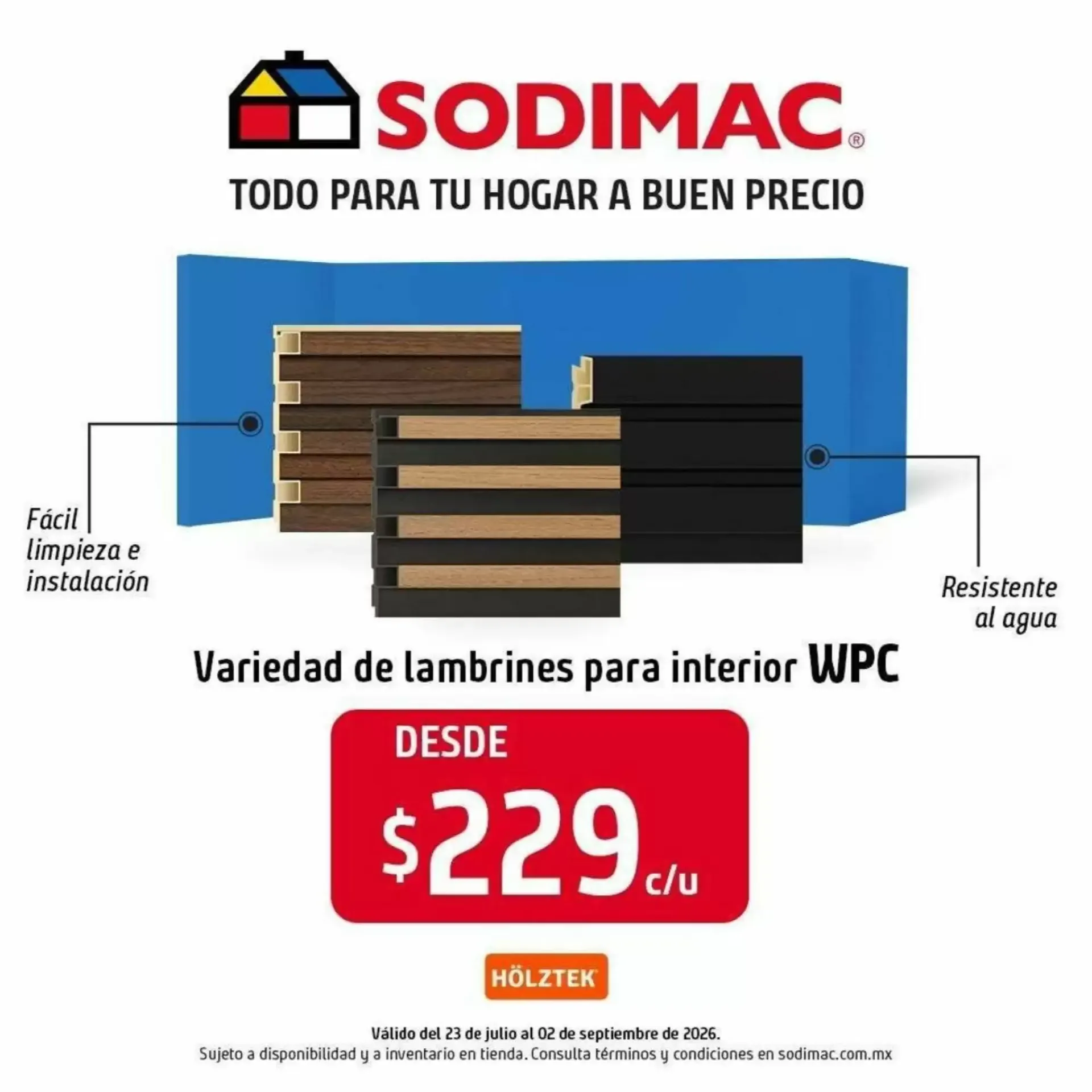 Catálogo de Variedad de lambrines para interior WPC de Sodimac 23 de julio al 2 de septiembre 2026 - Pagina 1