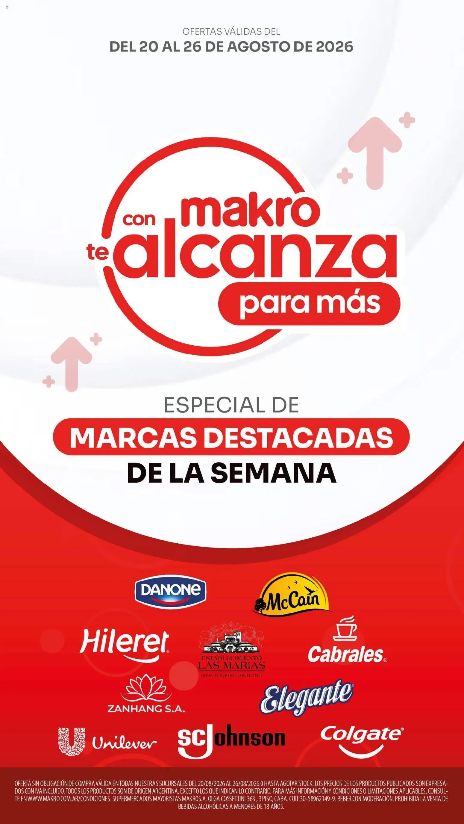 Ofertas de Makro Ofertas ALCANZA del 20/08/2026 - 26/08/2026 20 de agosto al 26 de agosto 2026 - Página 1 del catálogo