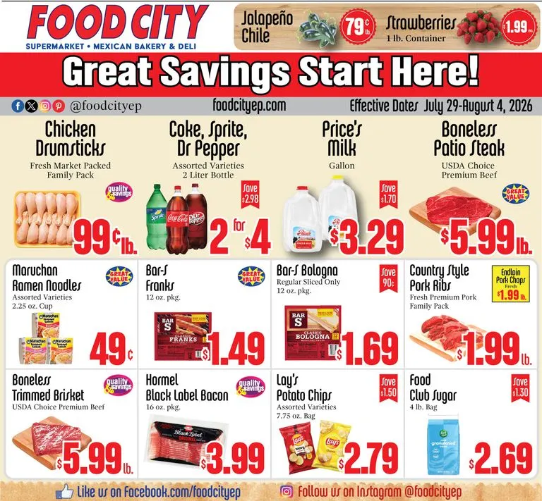 Weekly ad Current Food City leaflet valid from Wednesday 07/29/2026 to Tuesday 08/04/2026 from July 29 to August 4 2026 - Page 1