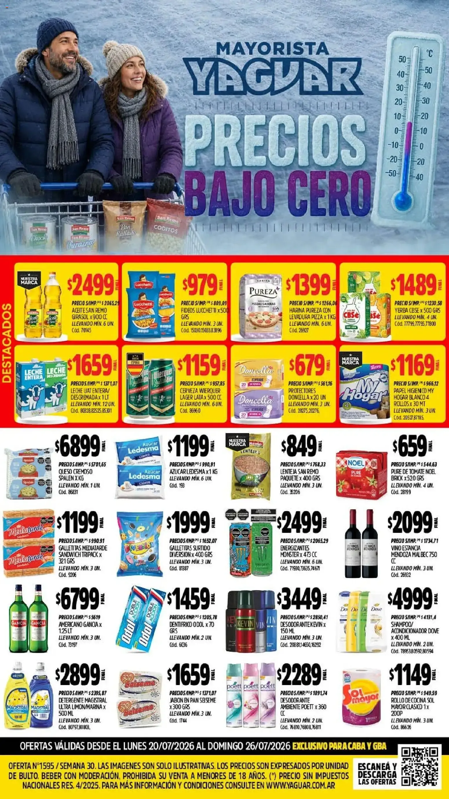 Ofertas de Mayorista Yaguar: Precios Bajo Cero 20 de julio al 26 de julio 2026 - Página 1 del catálogo