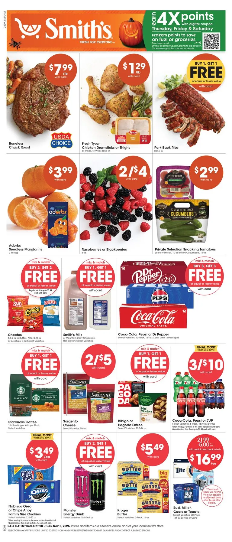 Weekly ad Current Smith's leaflet valid from Wednesday 10/28/2026 to Tuesday 11/03/2026 from October 28 to November 3 2026 - Page 1