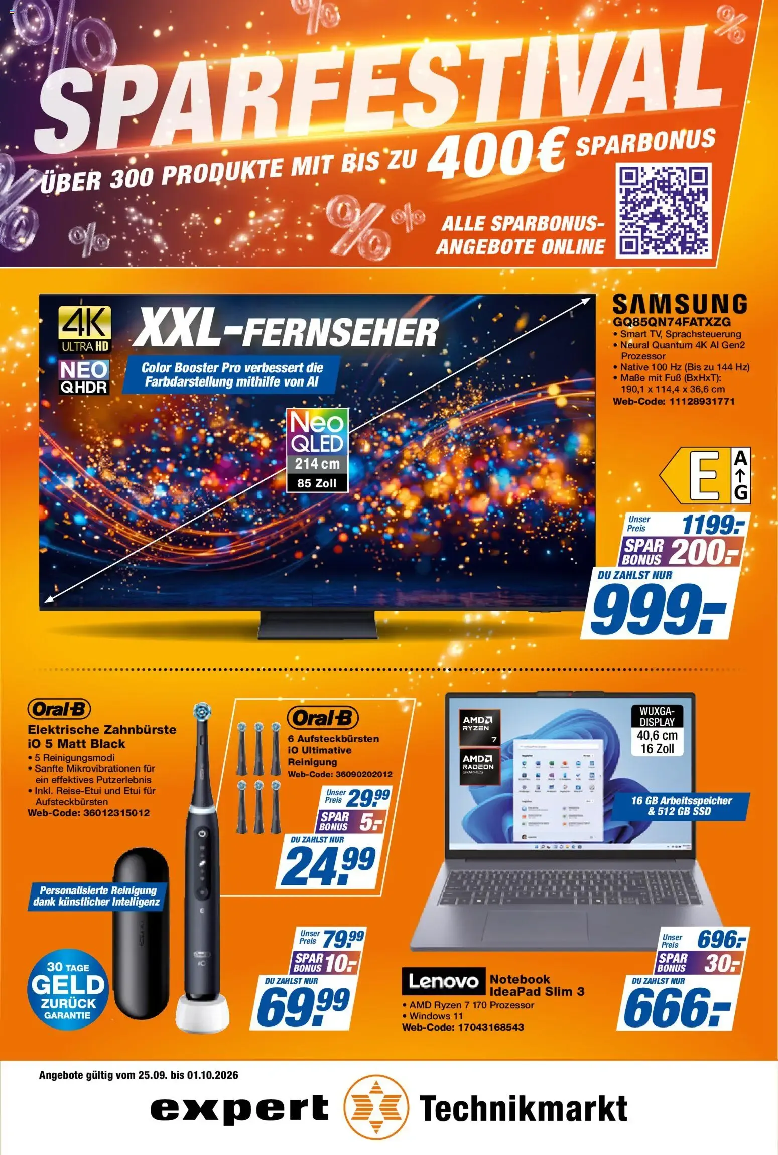 SPARFESTIVAL - expert Technikmarkt von 25. September bis 1. Oktober 2026 - Prospekt seite 1