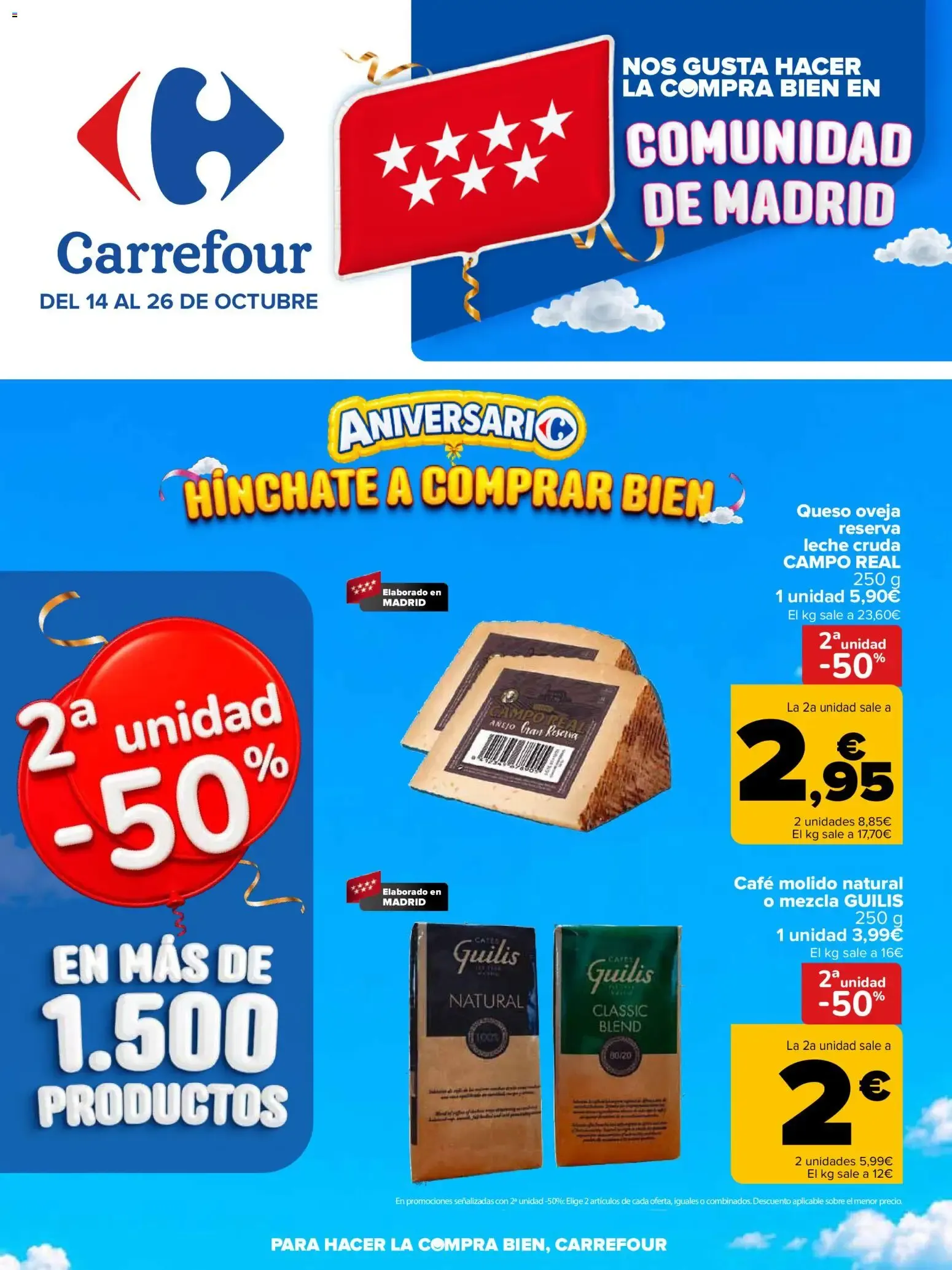 Carrefour Aniversario Comunidad de Madrid: Ofertas del 14 al 26 de Octubre