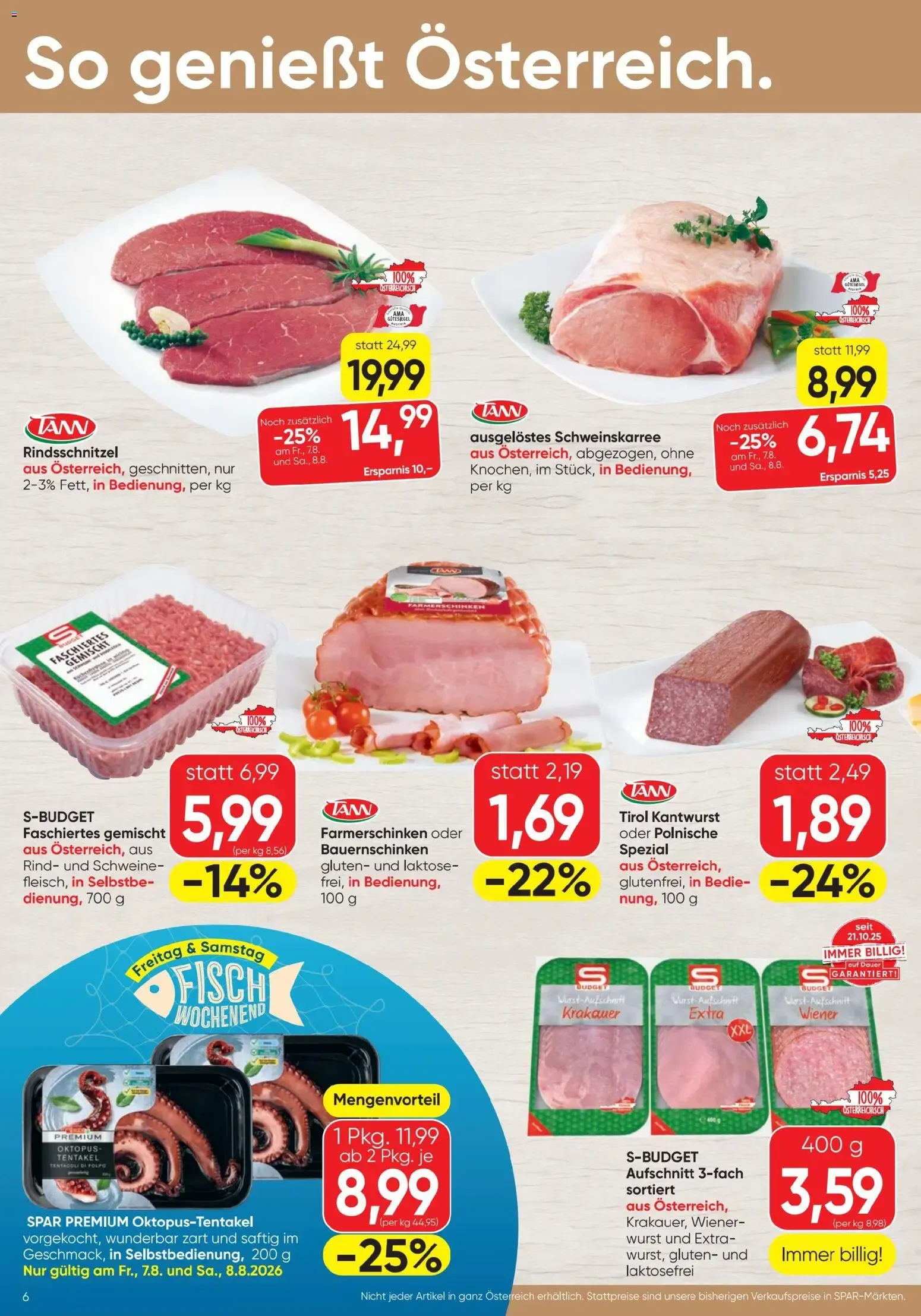 Spar - Flugblatt (06.08.2026) - Angebote und Prospekt von 6. August bis 12. August 2026 - Flugblätt seite 6