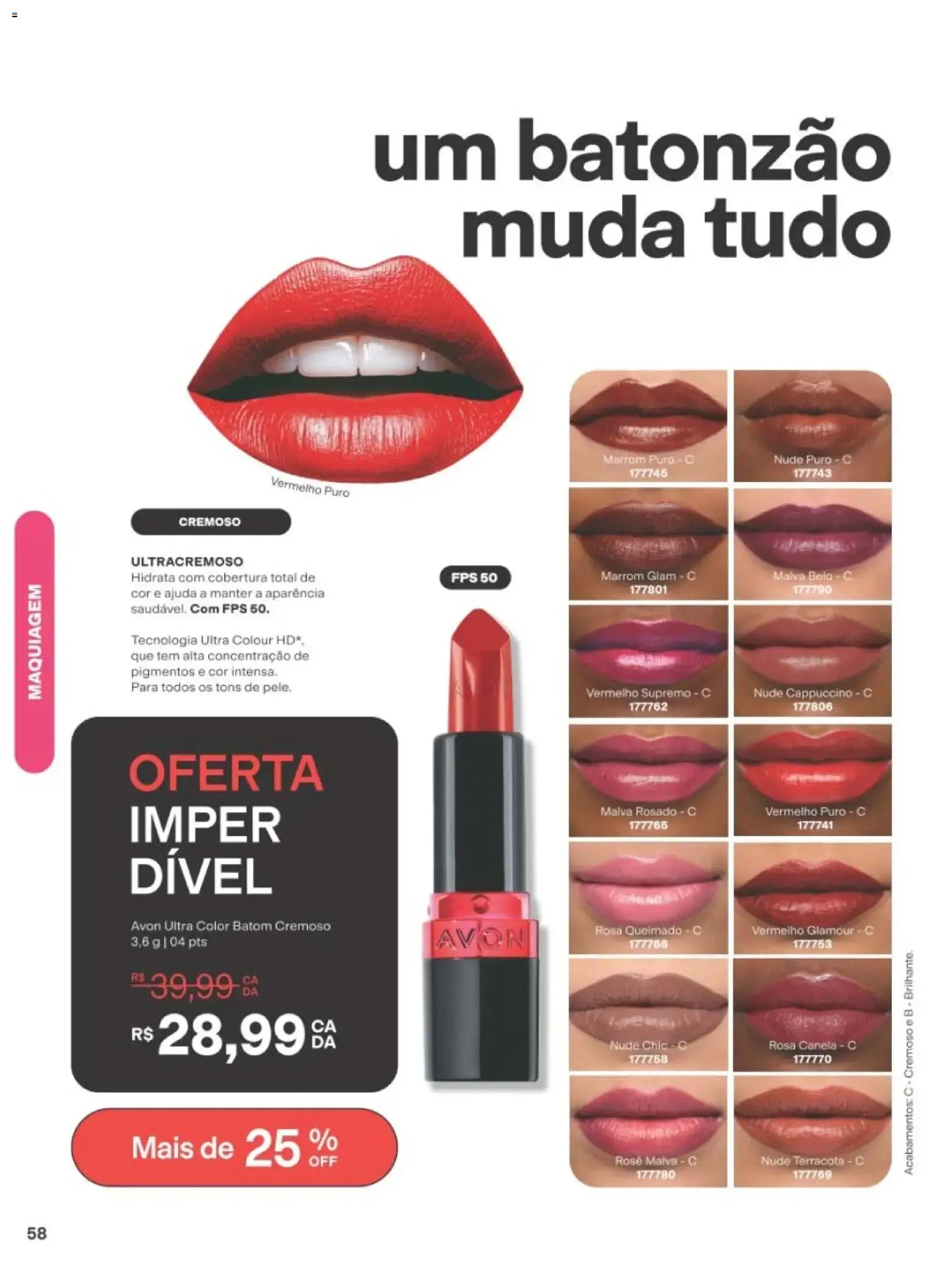 Encarte de Revista Avon folheto - Campanha 13 de 10/08/2026 | Promoção Online 10 de agosto até 31 de agosto 2026 - Pagina 58