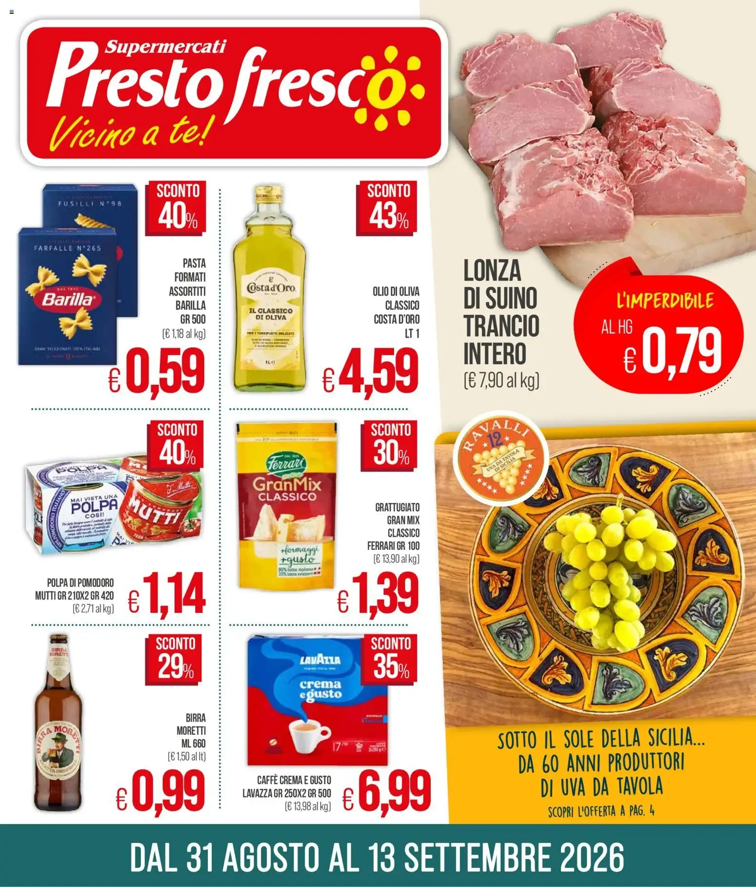 Presto Fresco volantino dal 31/08/2026 - online Offerte da 31 agosto a 13 settembre di 2026 - Pagina del volantino 1