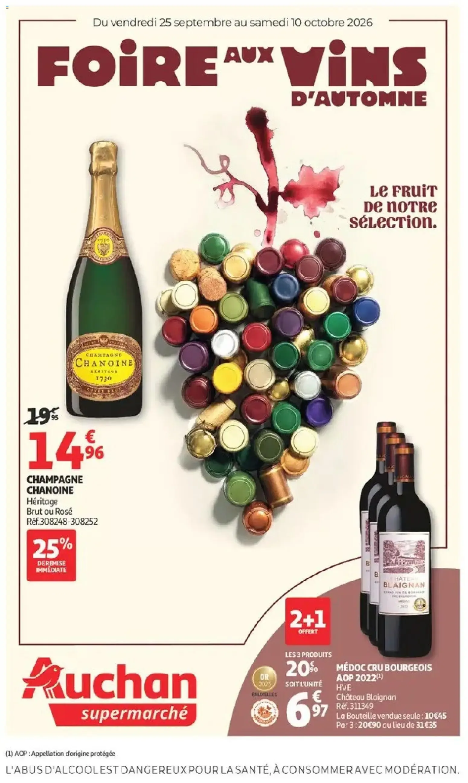 Auchan - Foire aux vins à partir du 25/09/2026 - promo en ligne du 25 septembre au 10 octobre 2026 - Catalogue page 1