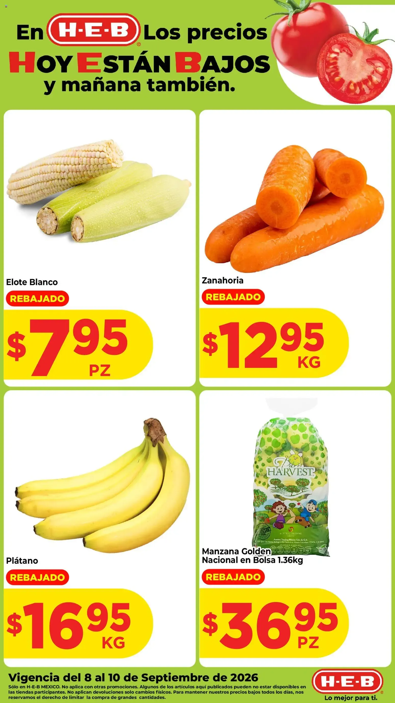 Catálogo de H-E-B: Los precios hoy están bajos y mañana también. 8 de septiembre al 10 de septiembre 2026 - Pagina 1