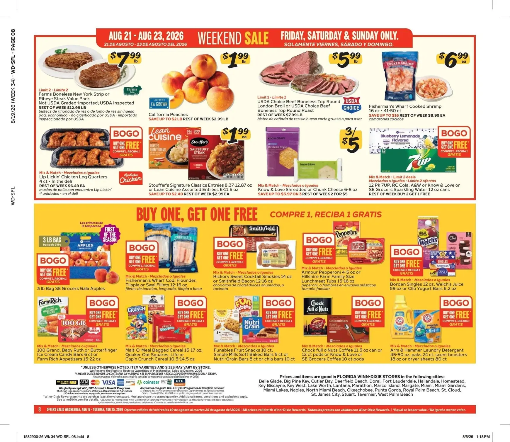 Weekly promotion Current Winn-Dixie leaflet valid from Wednesday 08/19/2026 to Tuesday 08/25/2026 spanning from August 19 to August 25 2026 - Page 8 for Catalogue 365