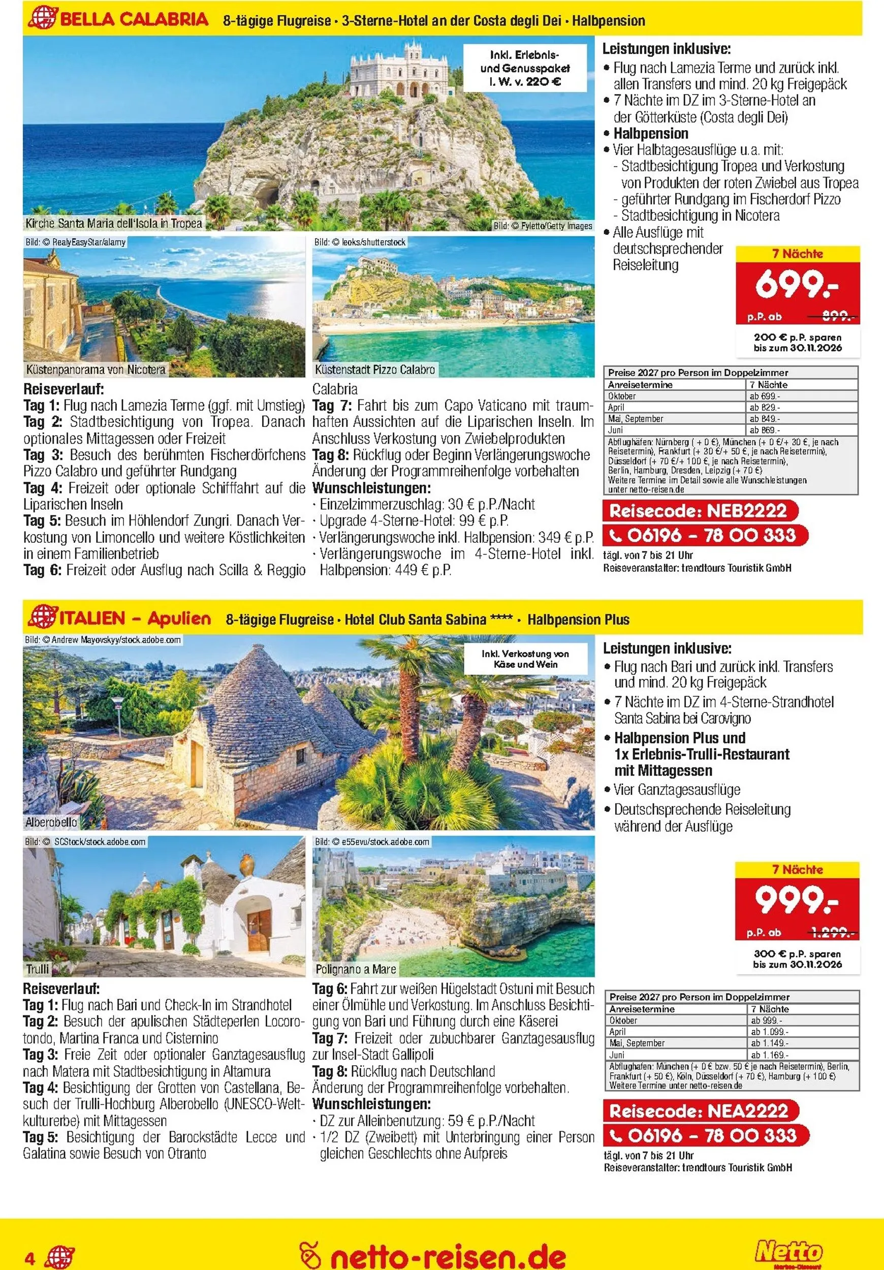 Netto Reisen Sonderausgabe von 15. Oktober bis 31. Oktober 2026 - Prospekt seite 4
