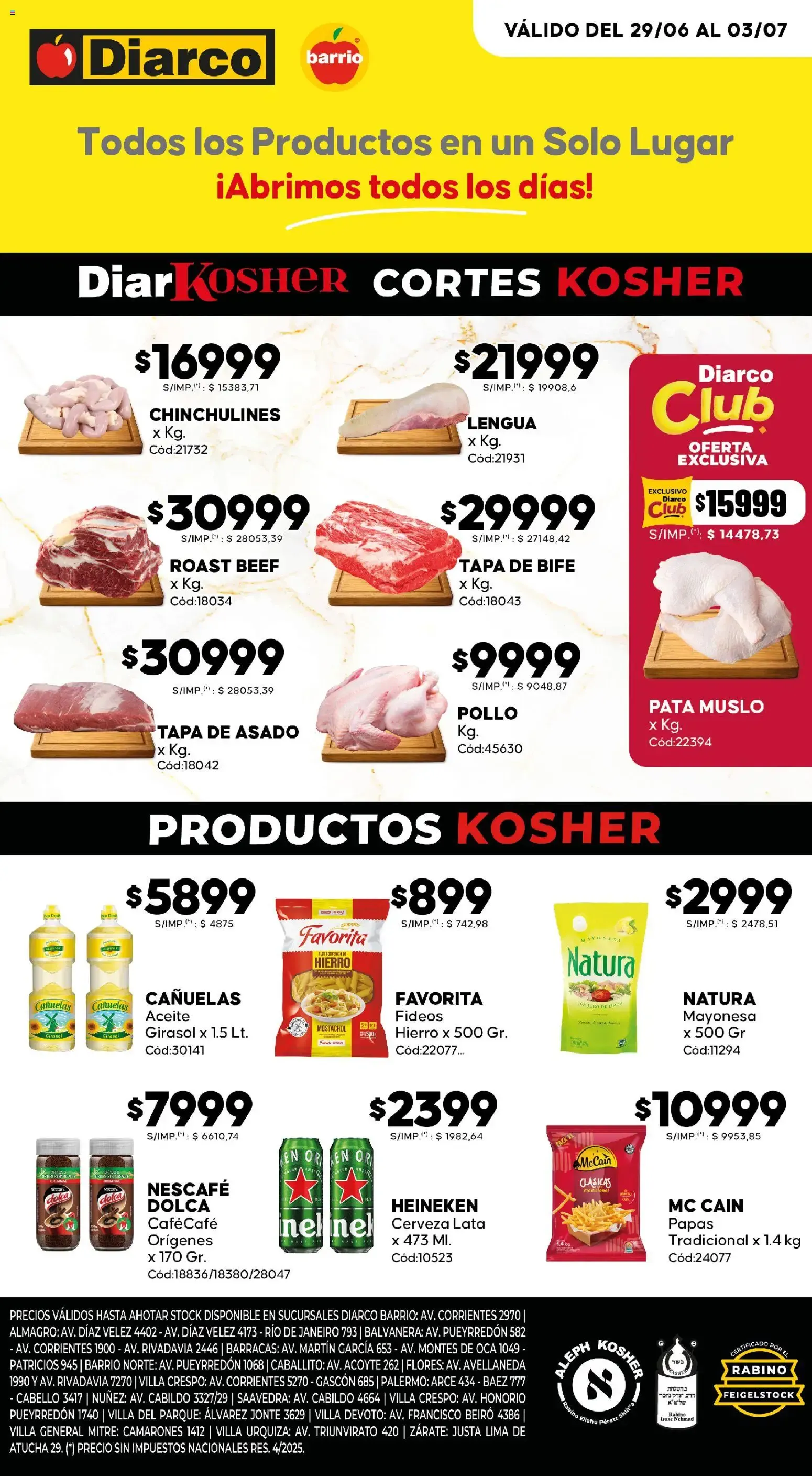 Ofertas de Diarco - Ofertas Kosher del 29/06/2026 - 03/07/2026 29 de junio al 3 de julio 2026 - Página 1 del catálogo